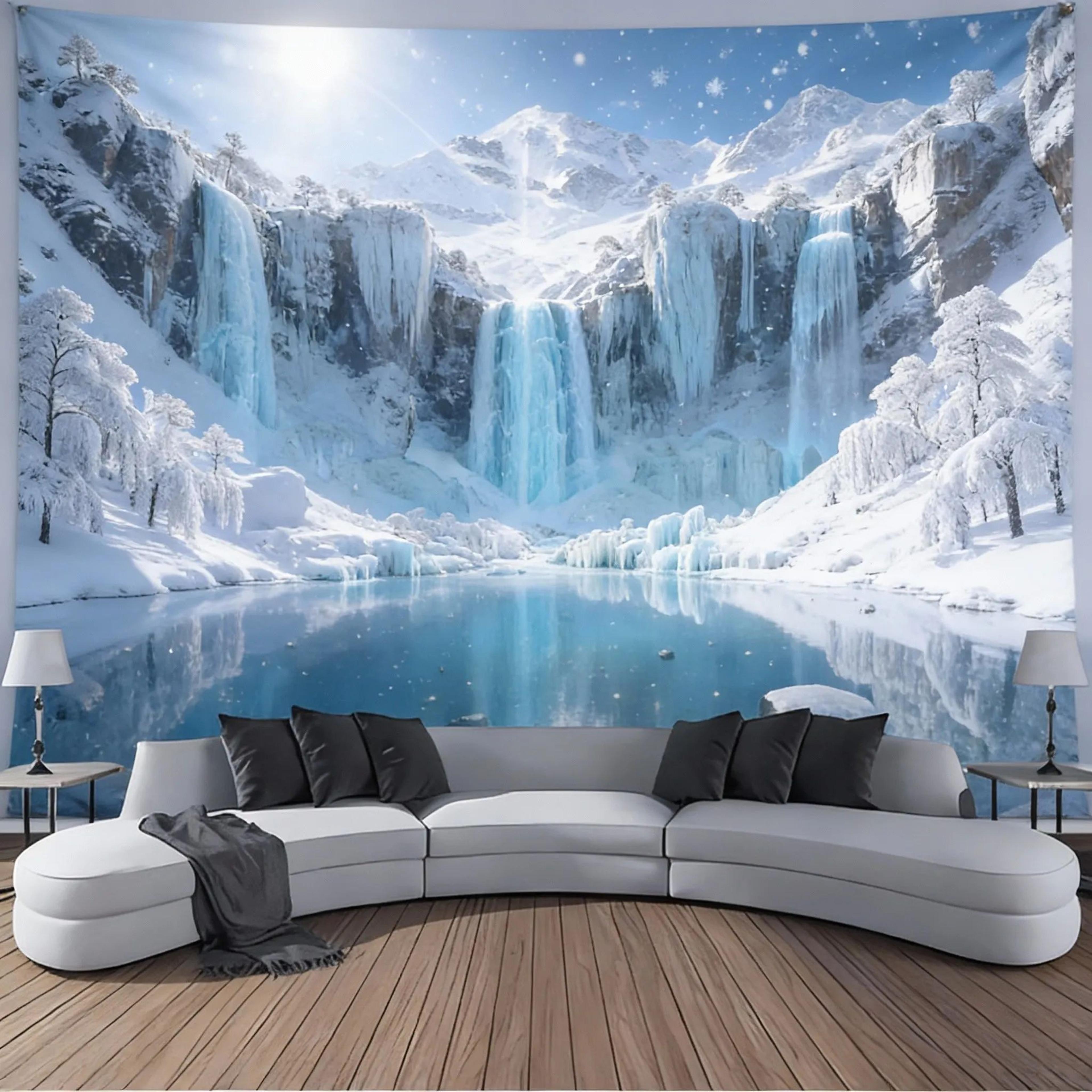 Ultra Large Waterfall Canyon Tapestry Wall Hanging  Scenic Landscape Polyester Decor For Living Roo 9