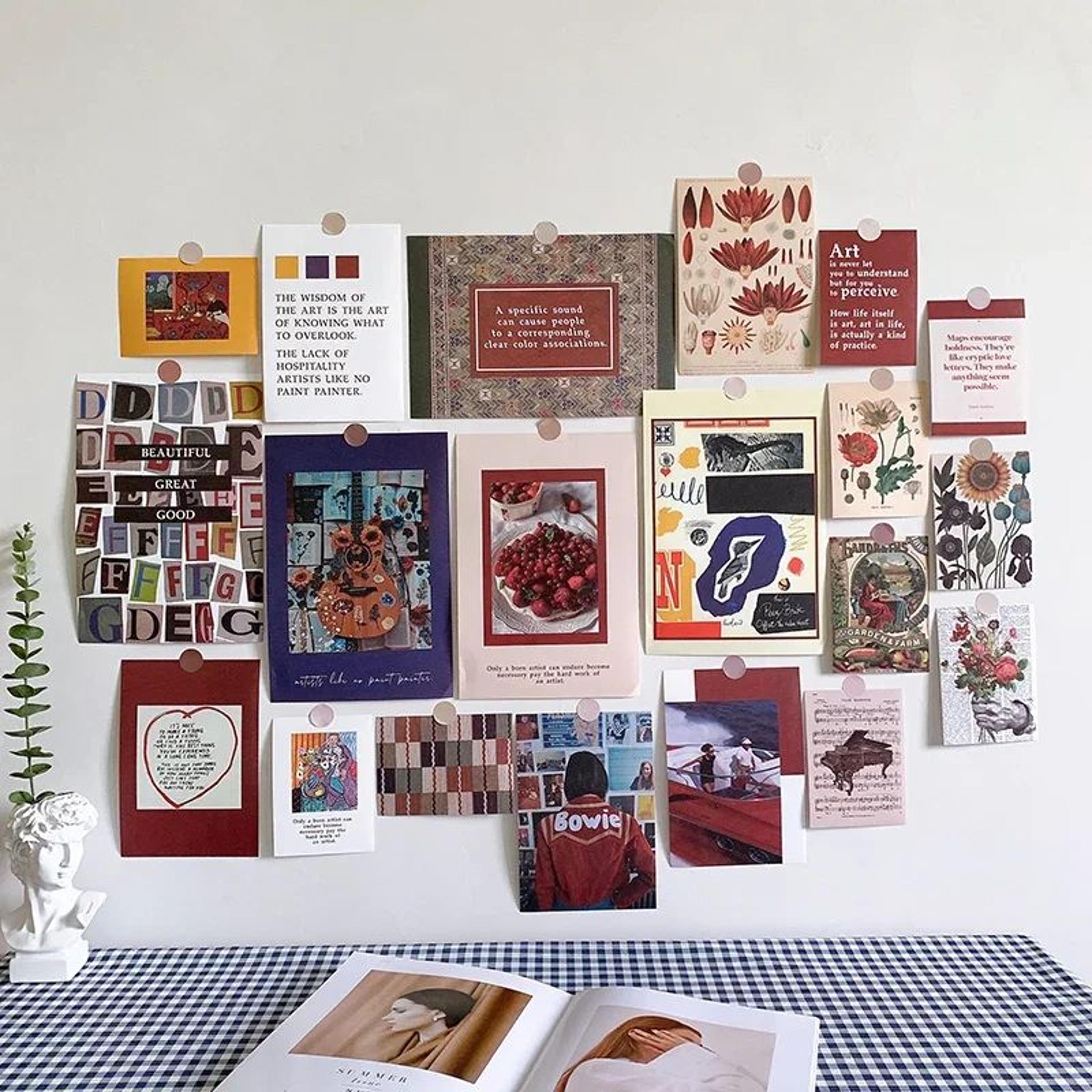 Nordic Retro Photo Card Wall Stickers Set  Japanese Mori Style DIY Art Postcards For Bedroom Decor 13