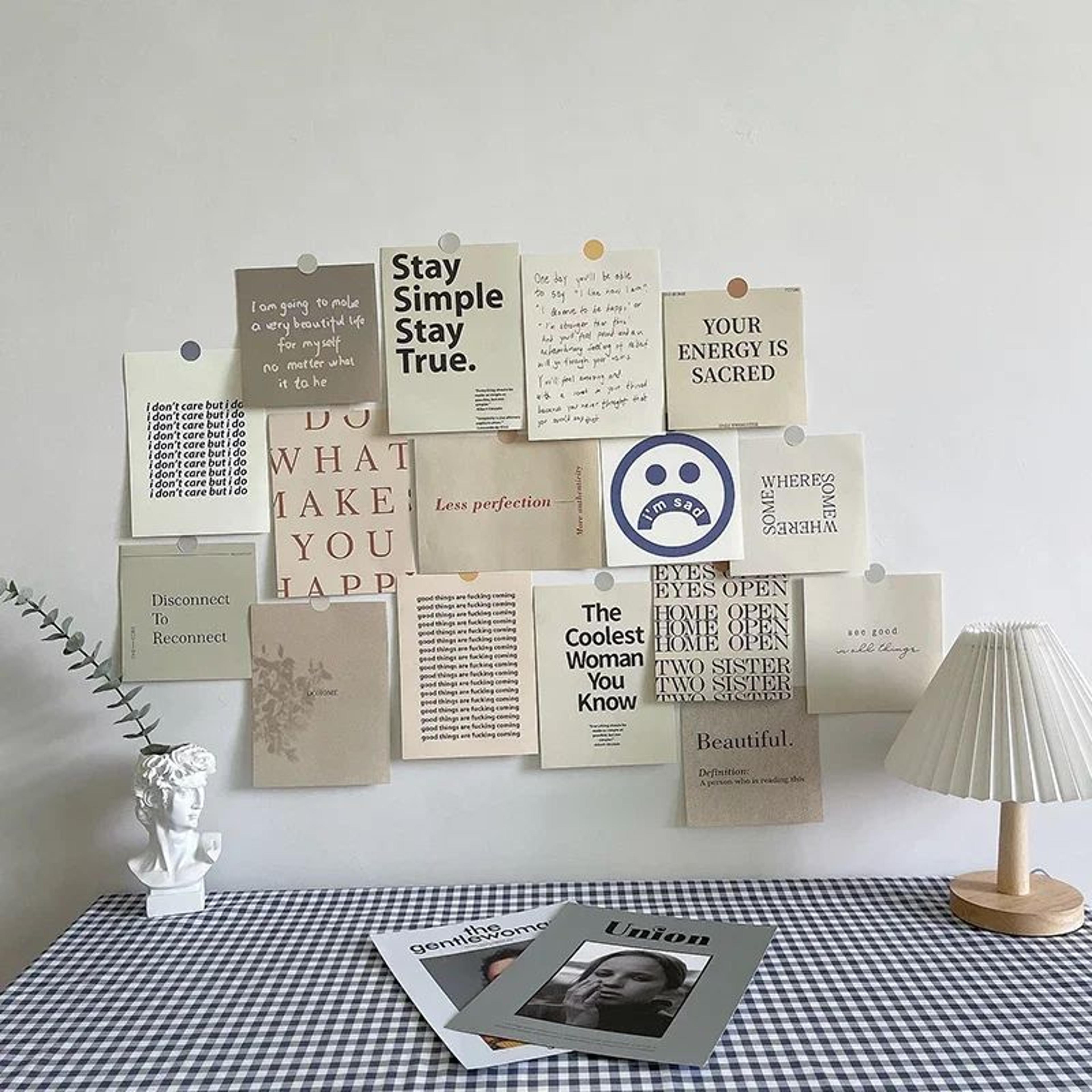 Nordic Retro Photo Card Wall Stickers Set  Japanese Mori Style DIY Art Postcards For Bedroom Decor 18