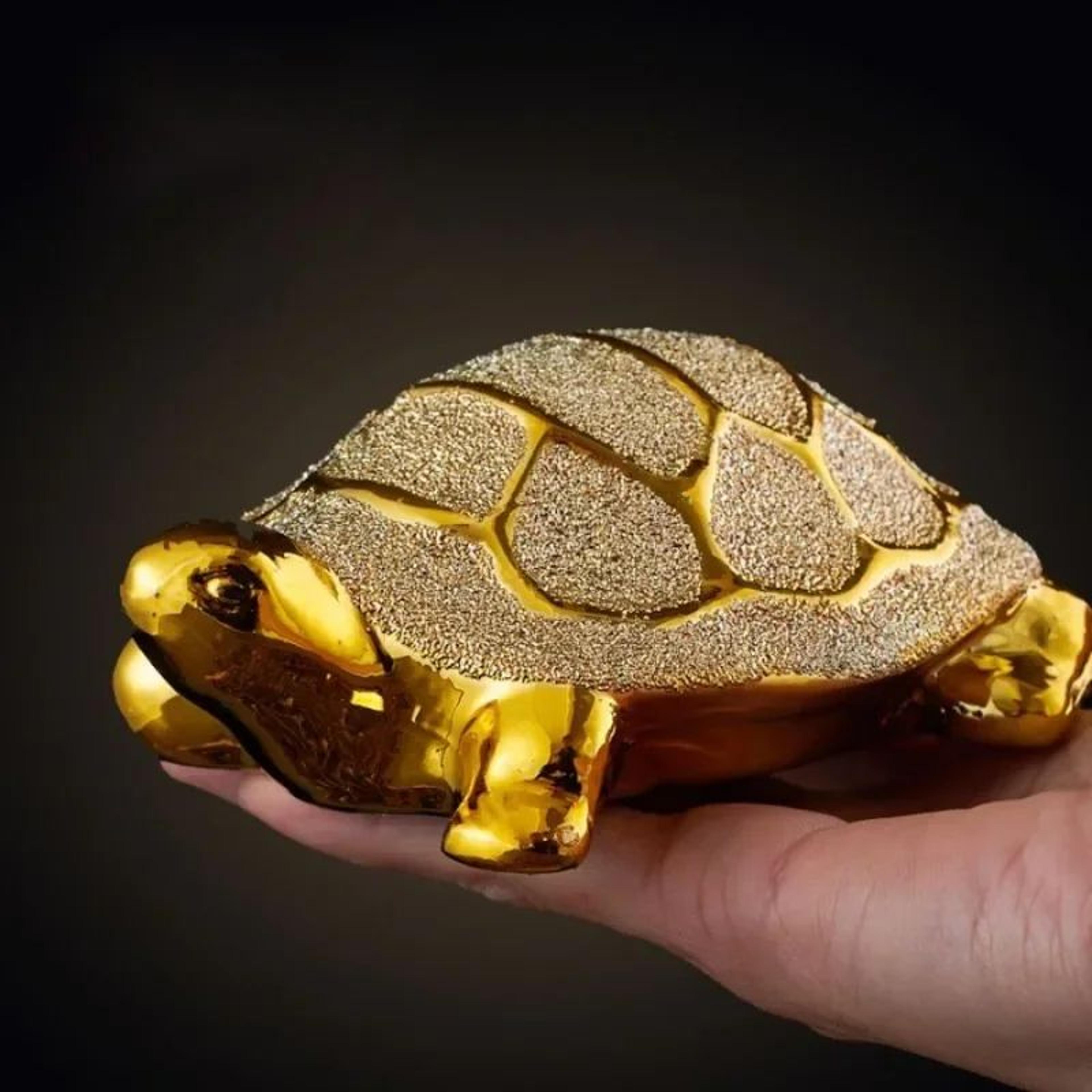 Gold Longevity Money Turtle Figurine  Ceramic Desk Ornament For Wealth  Home Decor 2