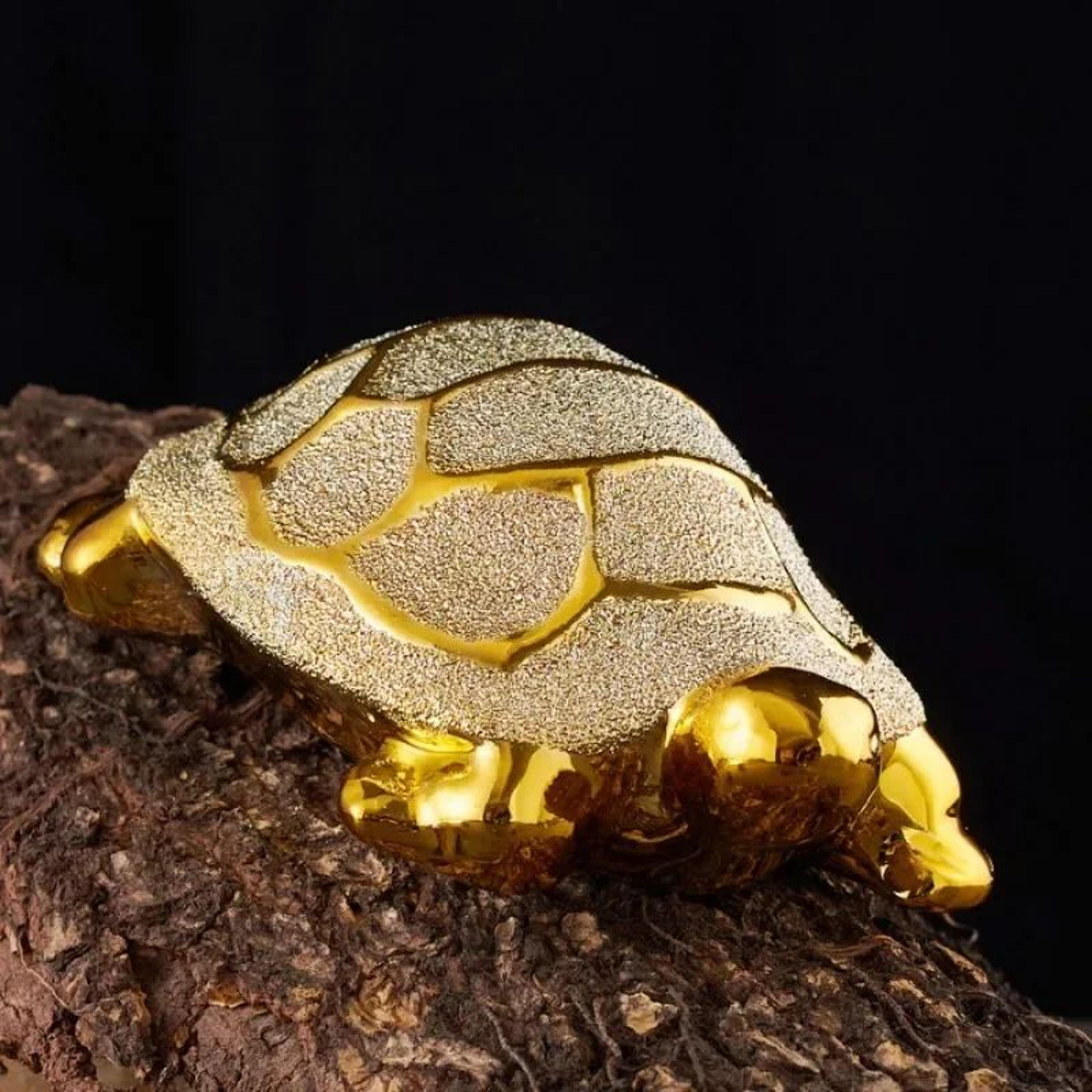 Gold Longevity Money Turtle Figurine  Ceramic Desk Ornament For Wealth  Home Decor 3