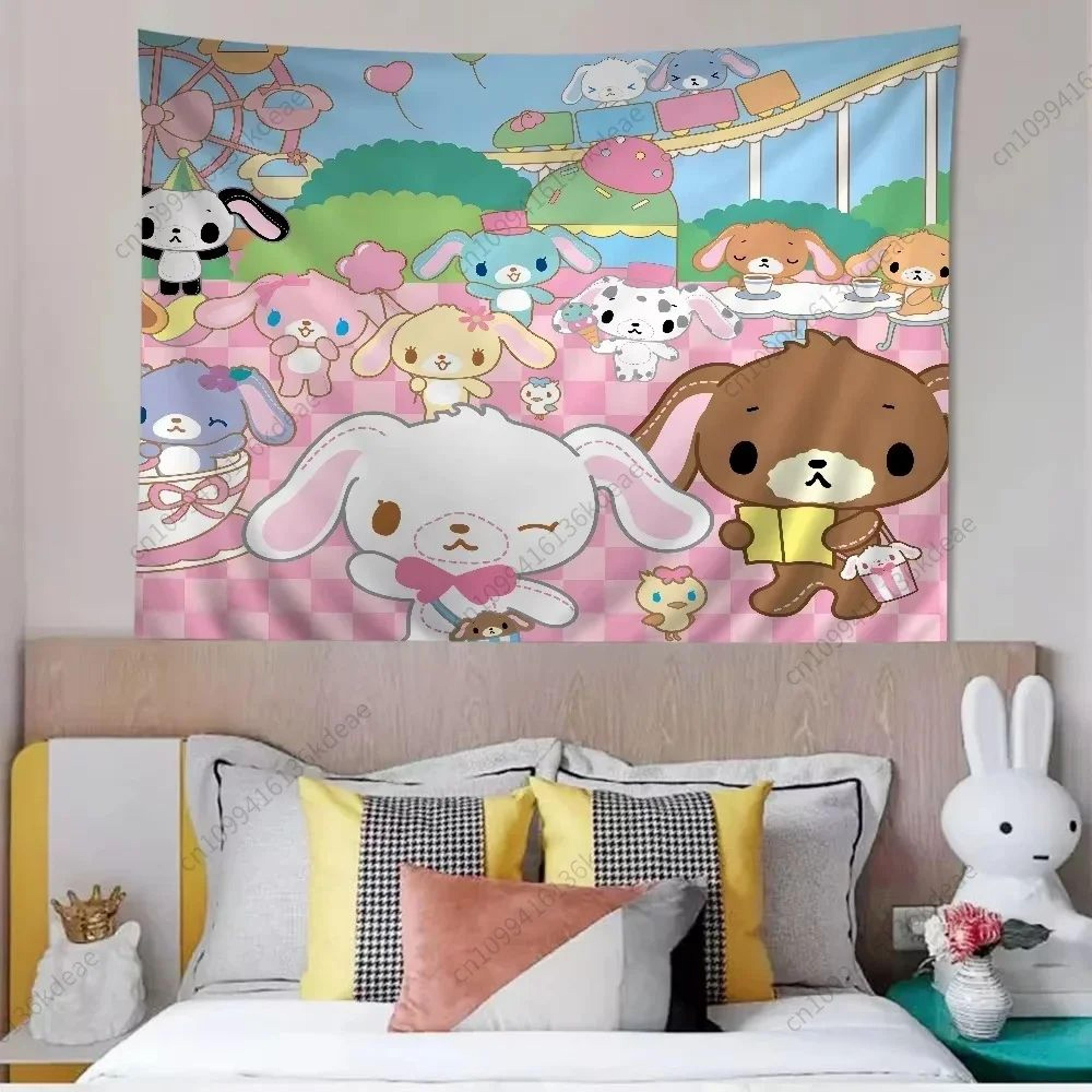 Sugarbunnies Cartoon Tapestry Wall Hanging  Cute Aesthetic Fabric Poster For Bedroom  Home Decor 1