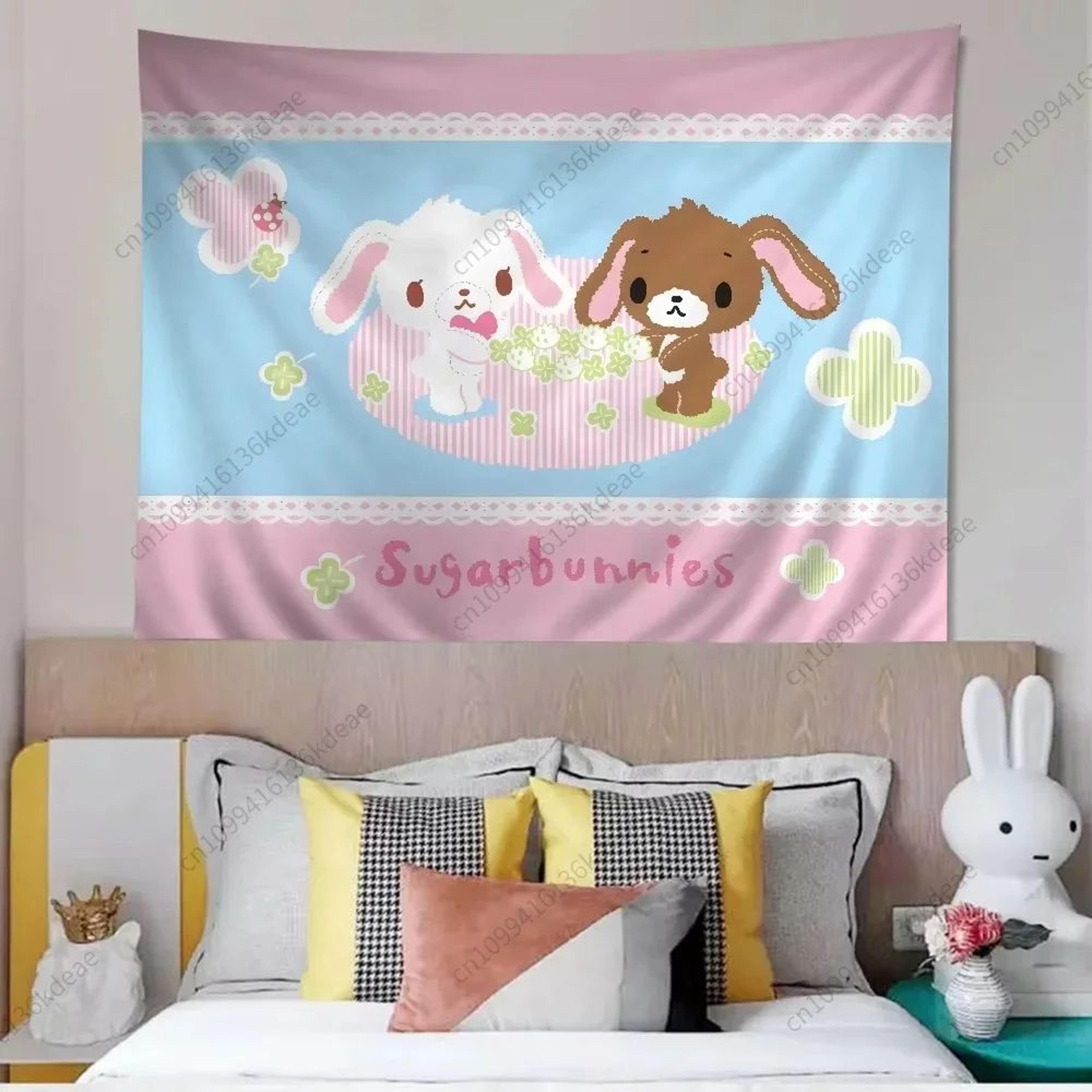 Sugarbunnies Cartoon Tapestry Wall Hanging  Cute Aesthetic Fabric Poster For Bedroom  Home Decor 2