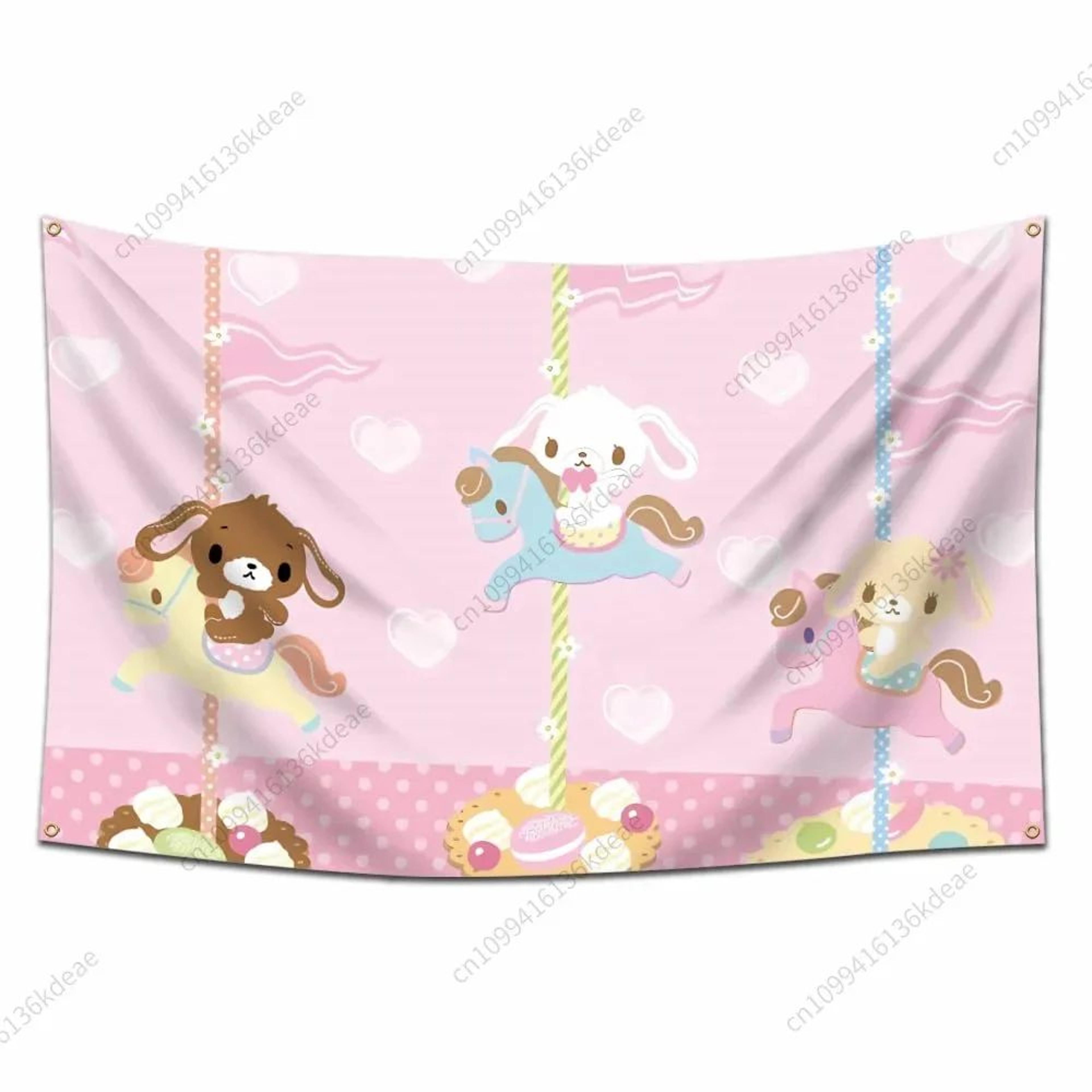Sugarbunnies Cartoon Tapestry Wall Hanging  Cute Aesthetic Fabric Poster For Bedroom  Home Decor 4