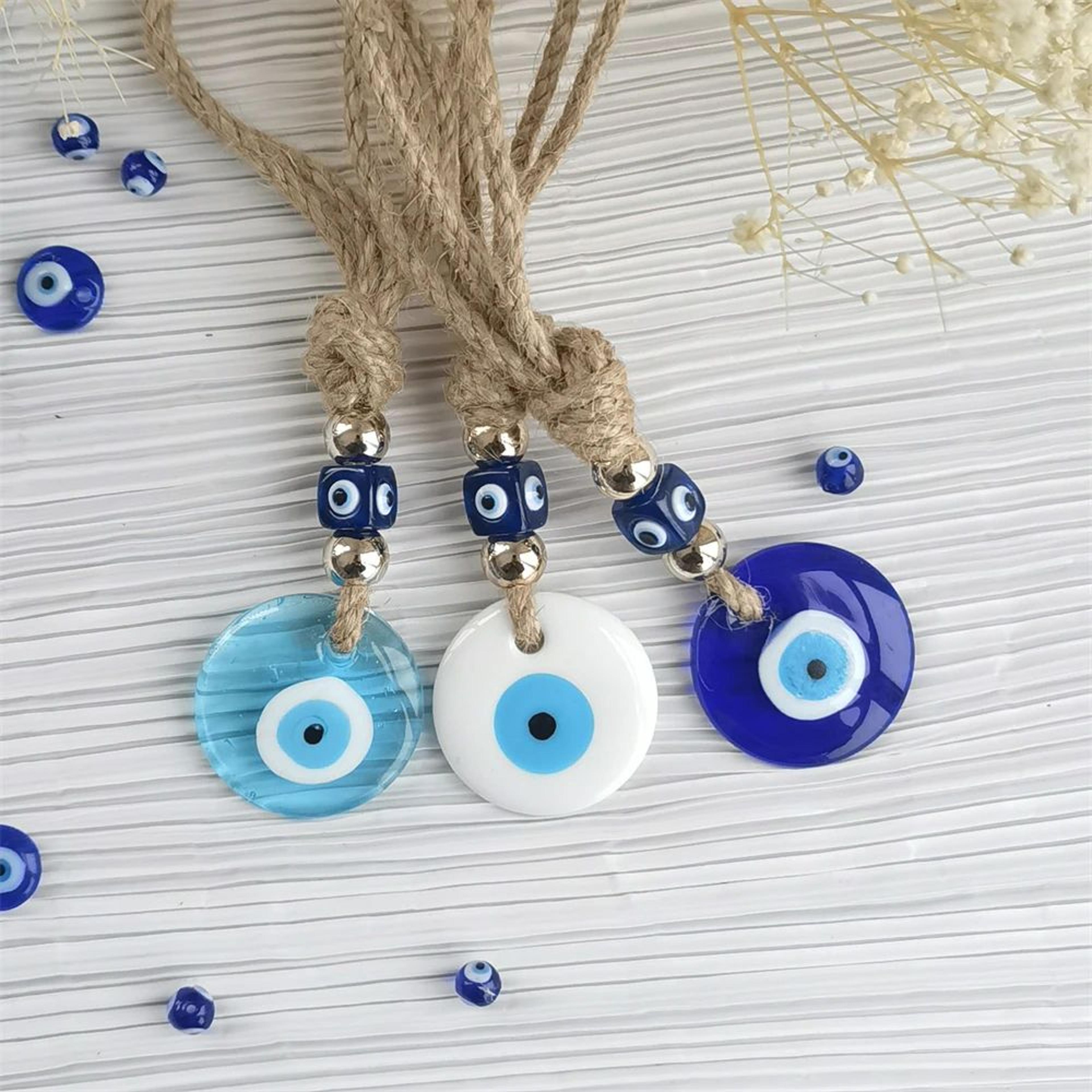 Handcrafted Evil Eye Glass Wall Hanging  Blue Eye Protection Pendant For Home Decor 3