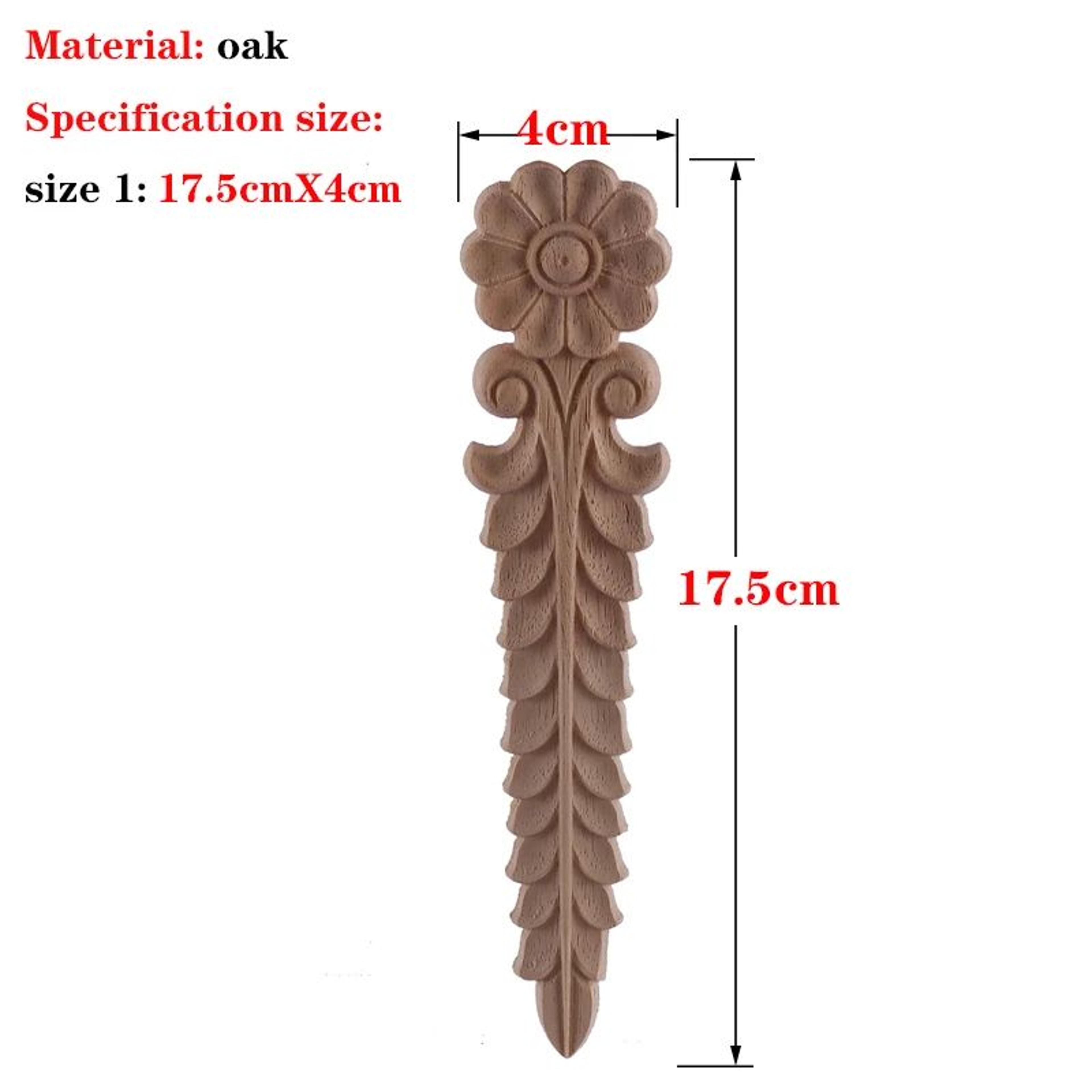 HandCarved European Oak Applique  Vintage Floral Wood Onlay Decor For Furniture  Doors 9