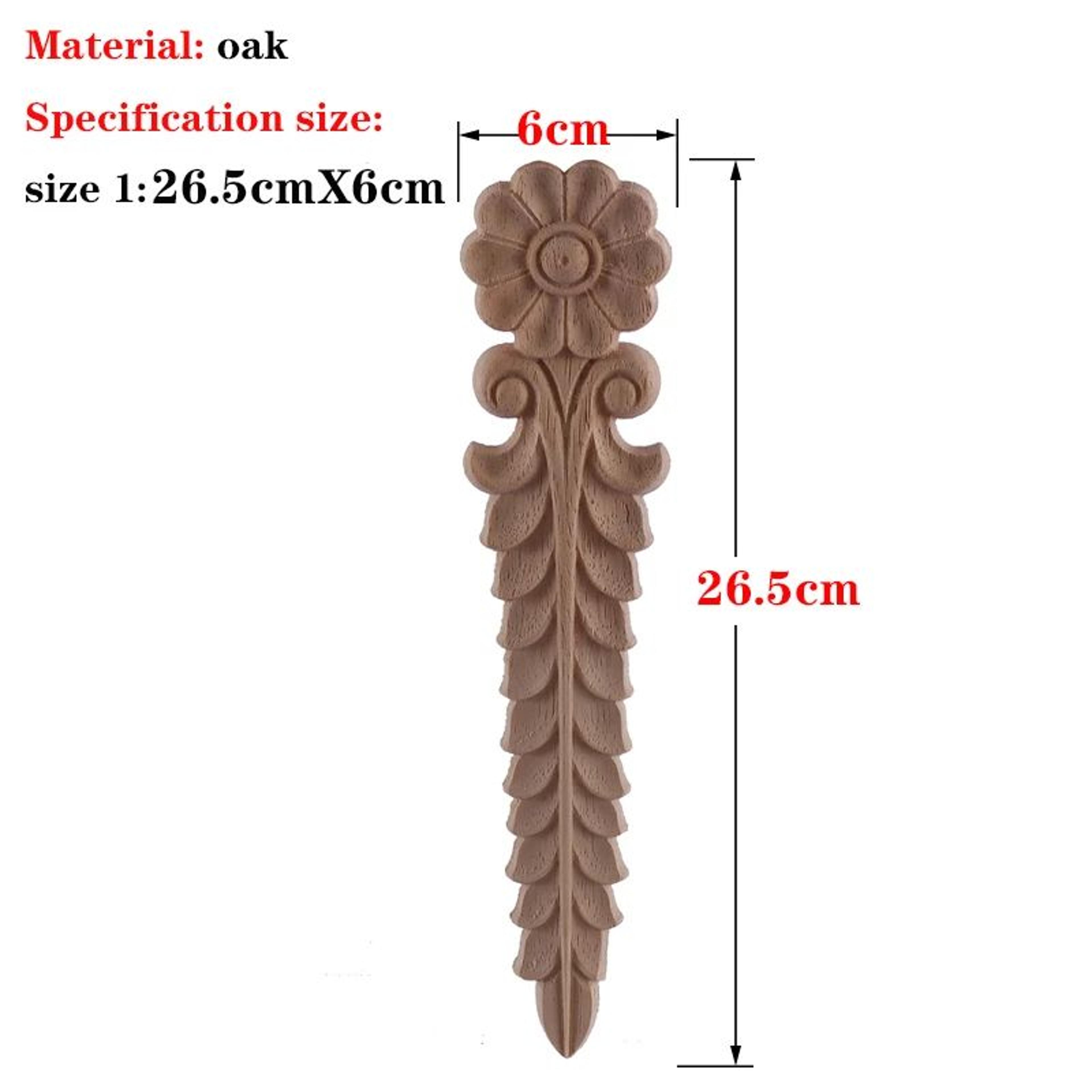 HandCarved European Oak Applique  Vintage Floral Wood Onlay Decor For Furniture  Doors 11