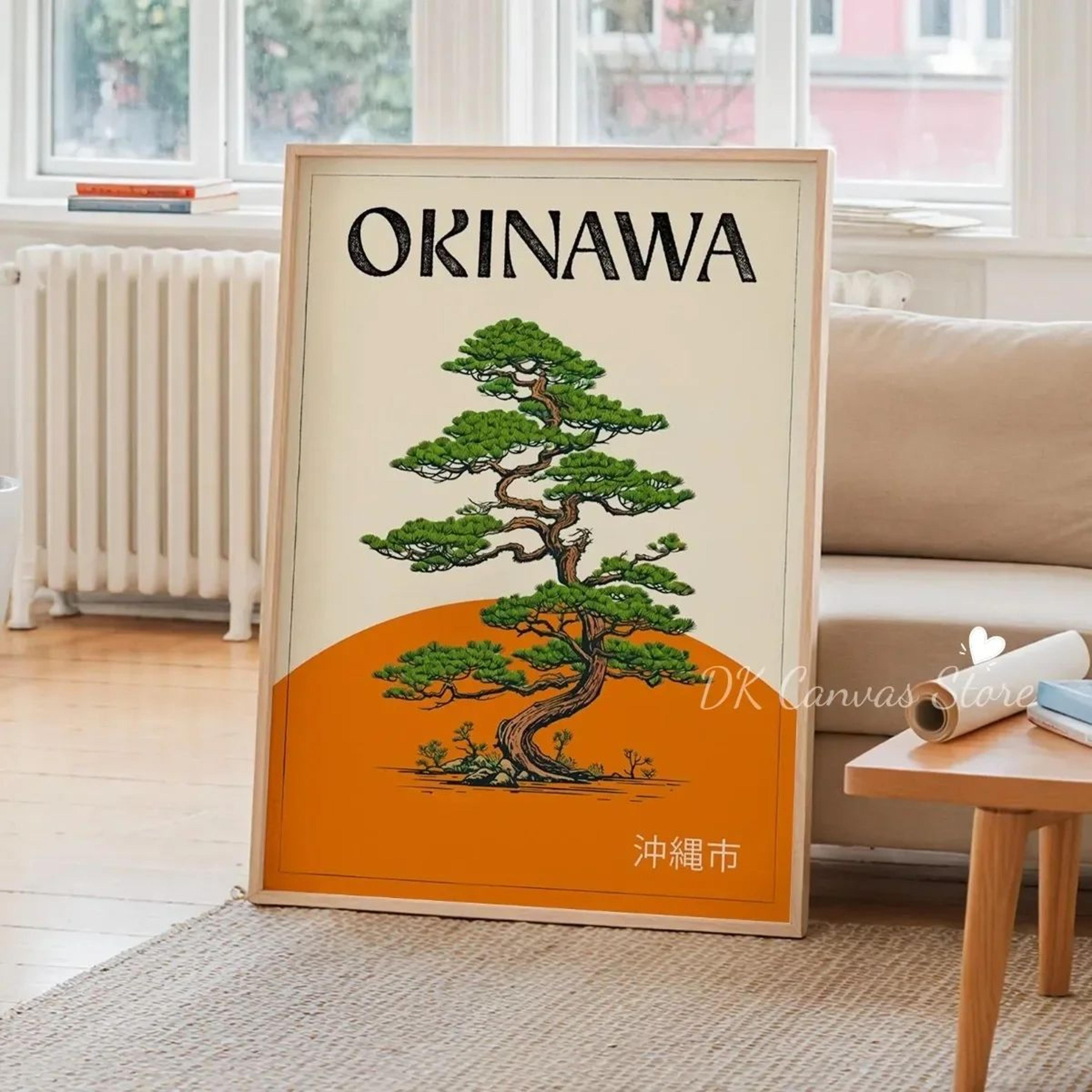Okinawa Serenity Canvas Poster  Japanese Retro Japandi Tree Art Print For Modern Home Decor 1