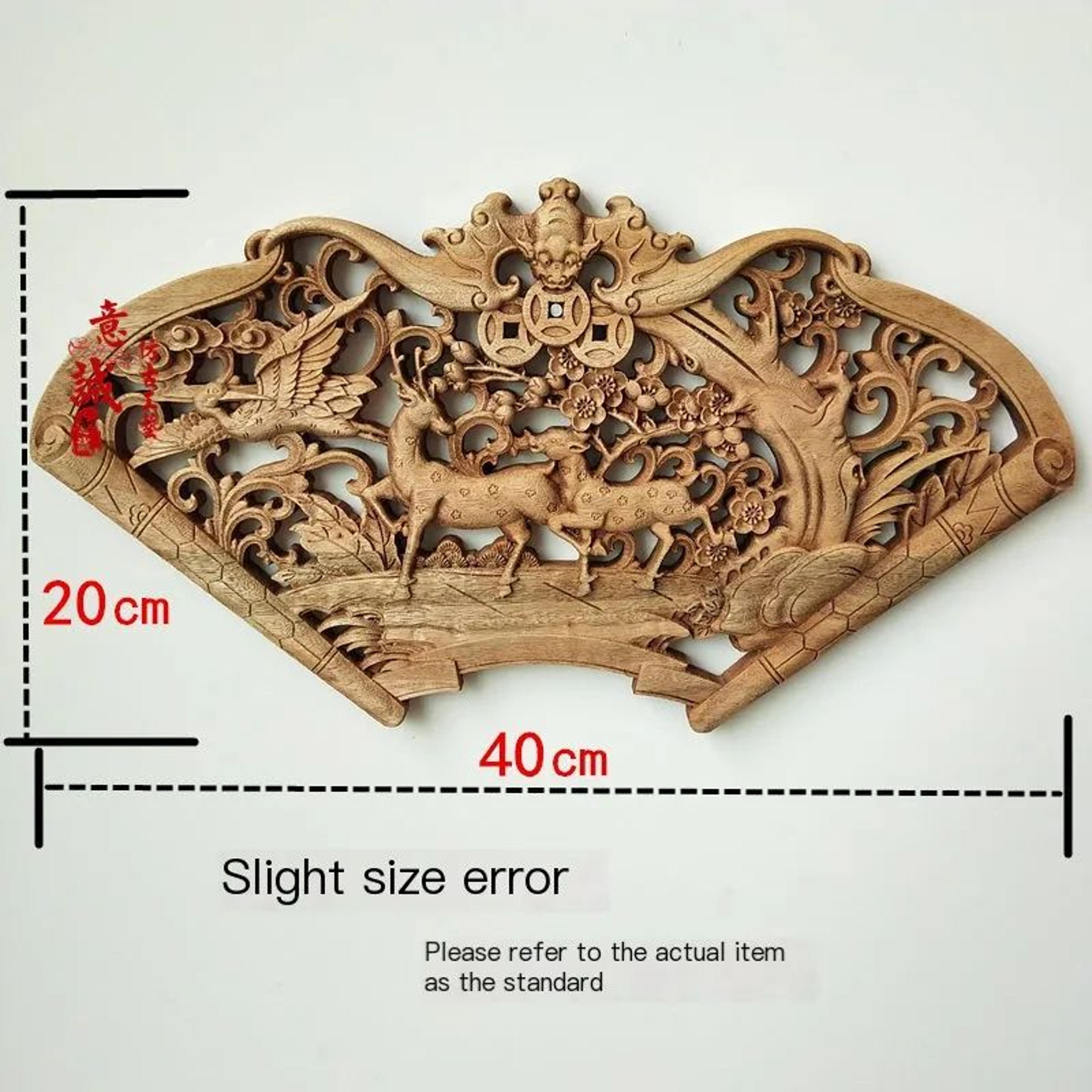 HandCarved Camphor Wood Dragon  Phoenix Wall Art  3D Traditional Chinese Decorative Panel With Natu 5