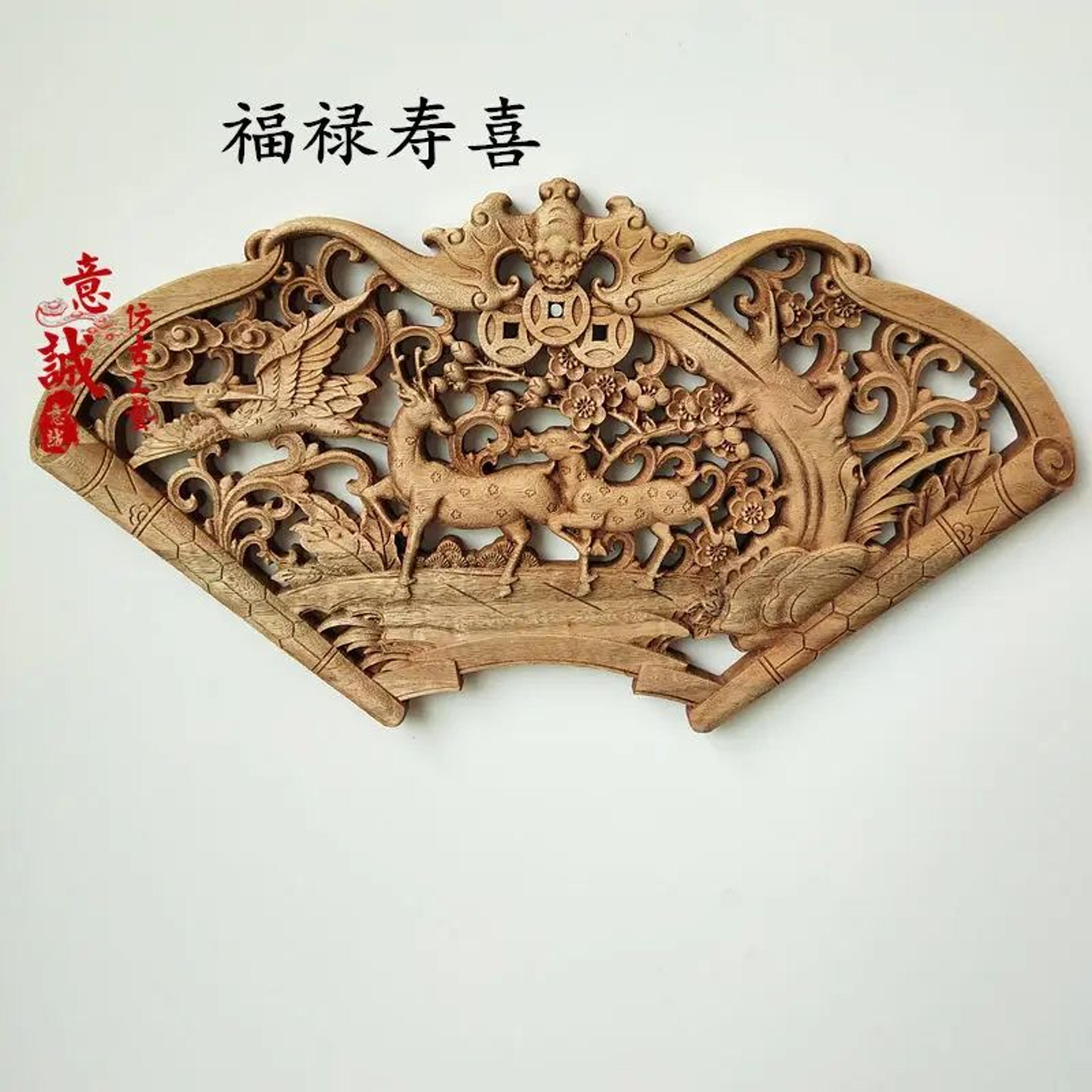 HandCarved Camphor Wood Dragon  Phoenix Wall Art  3D Traditional Chinese Decorative Panel With Natu 14