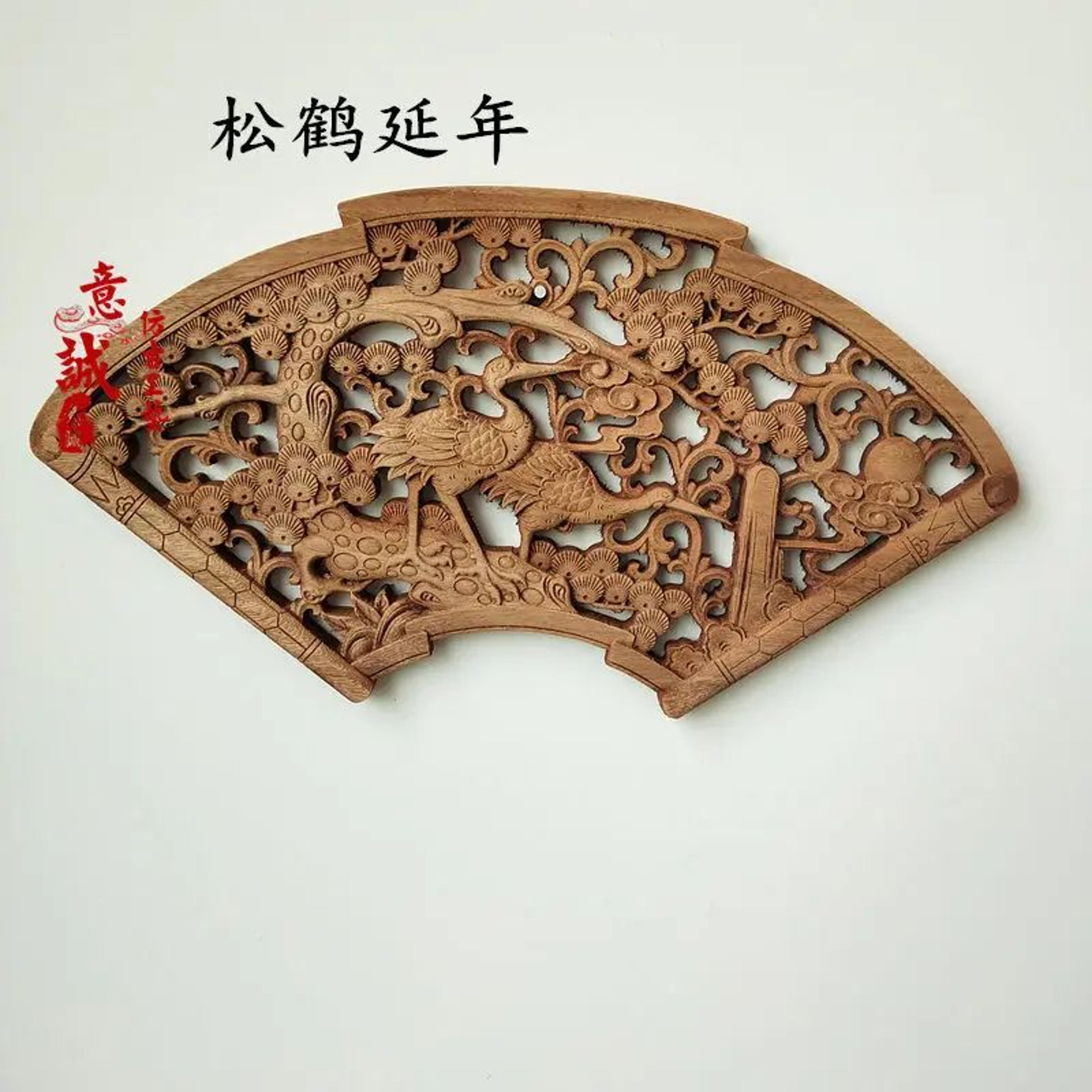HandCarved Camphor Wood Dragon  Phoenix Wall Art  3D Traditional Chinese Decorative Panel With Natu 20