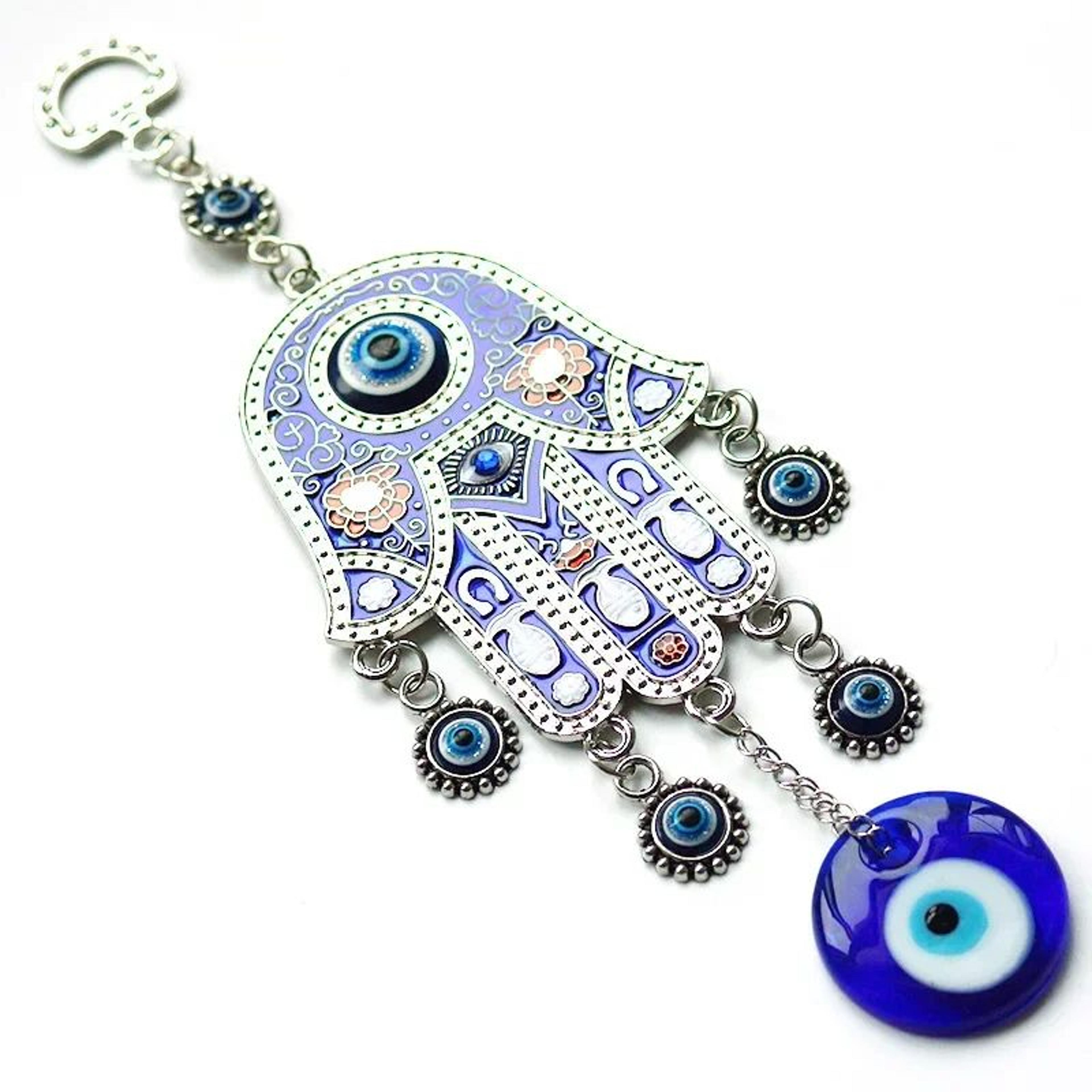 Evil Eye Hamsa Hand Wind Chime Wall Decor  Geometric Metal Hanging Ornament For Protection  Meditat 3