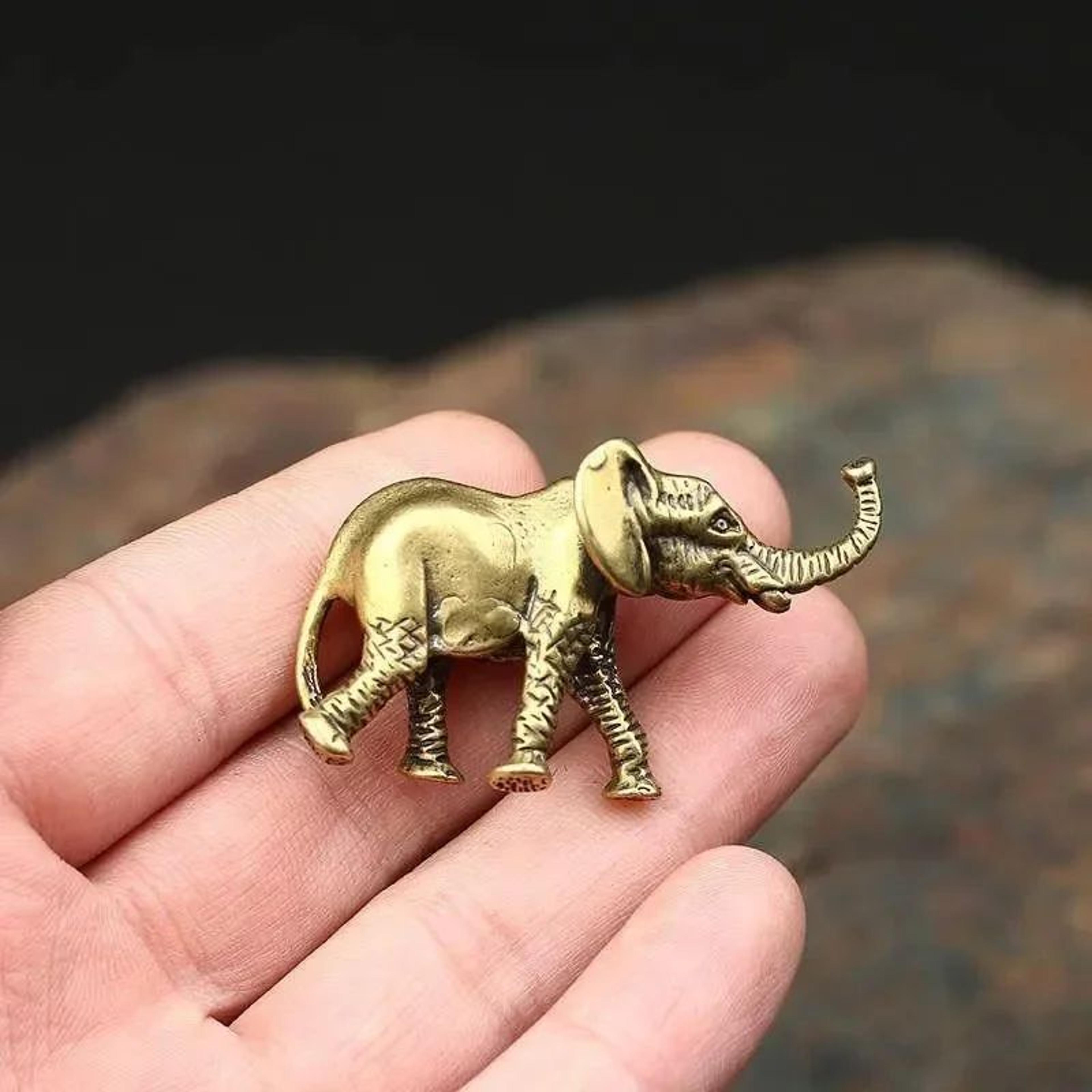 Auspicious Brass Elephant Figurine  Mini Copper Elephant Decor For Wealth  Good Luck 2