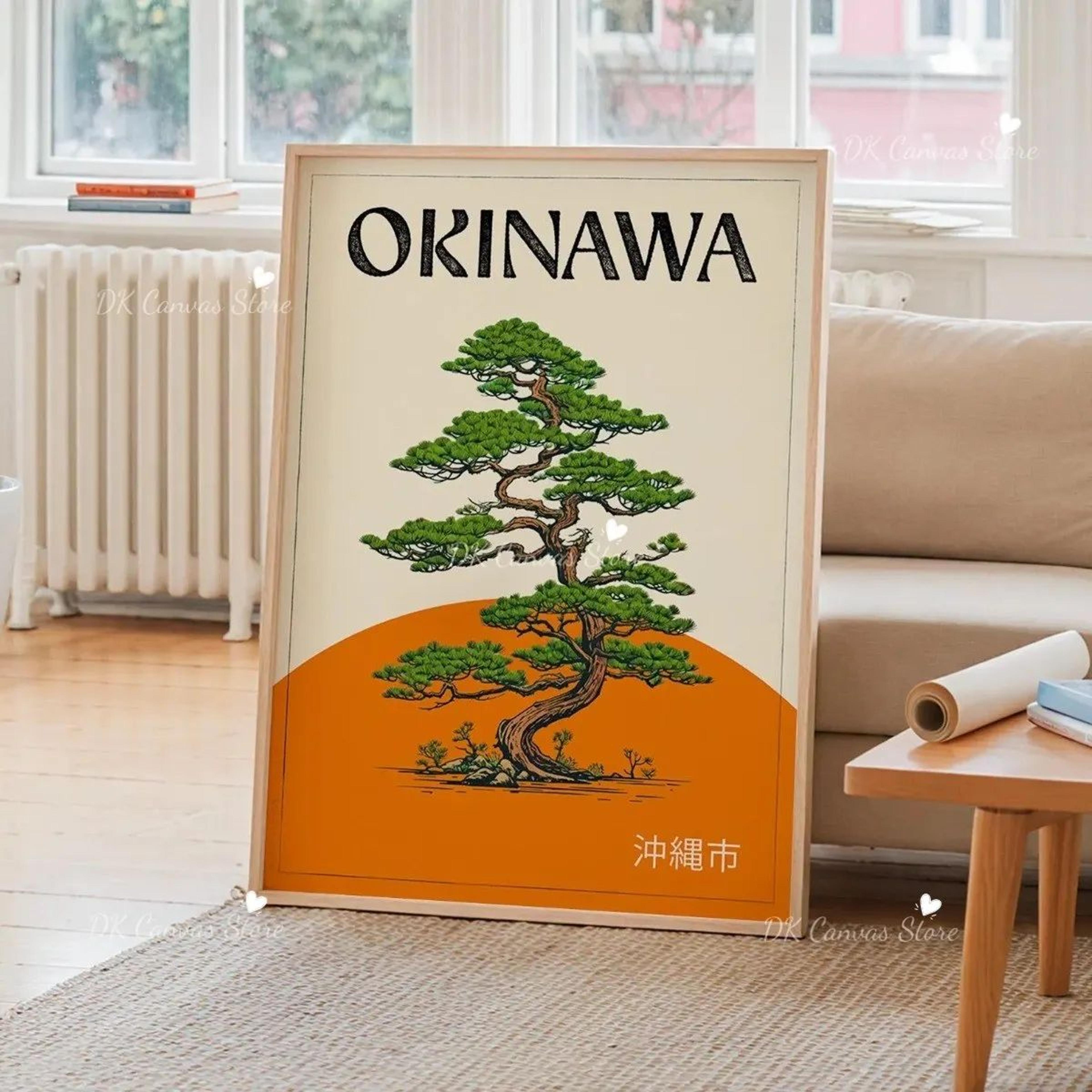 Okinawa Serenity Canvas Poster  Japanese Retro Japandi Tree Art Print For Modern Home Decor 18