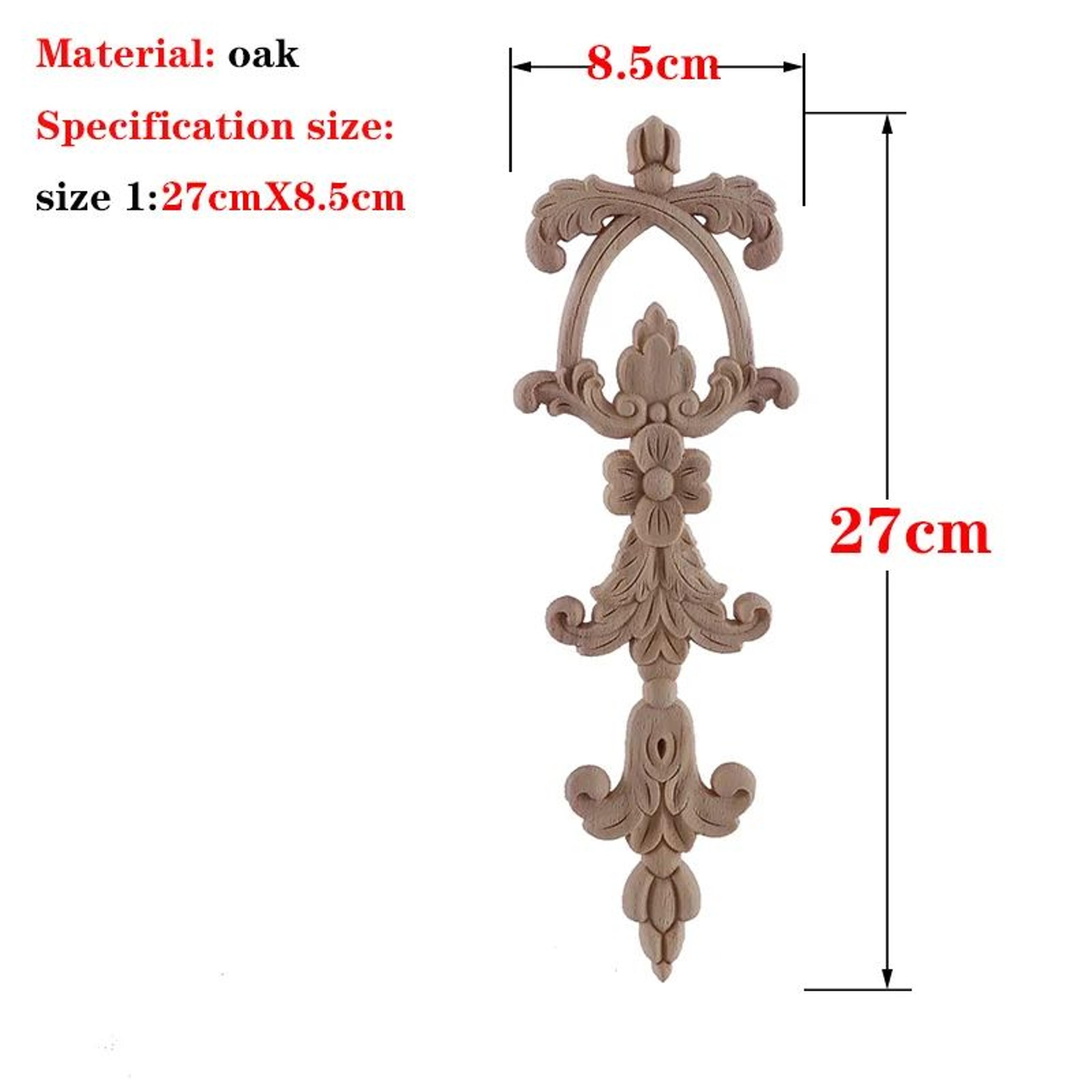 HandCarved European Oak Applique  Vintage Floral Wood Onlay Decor For Furniture  Doors 21