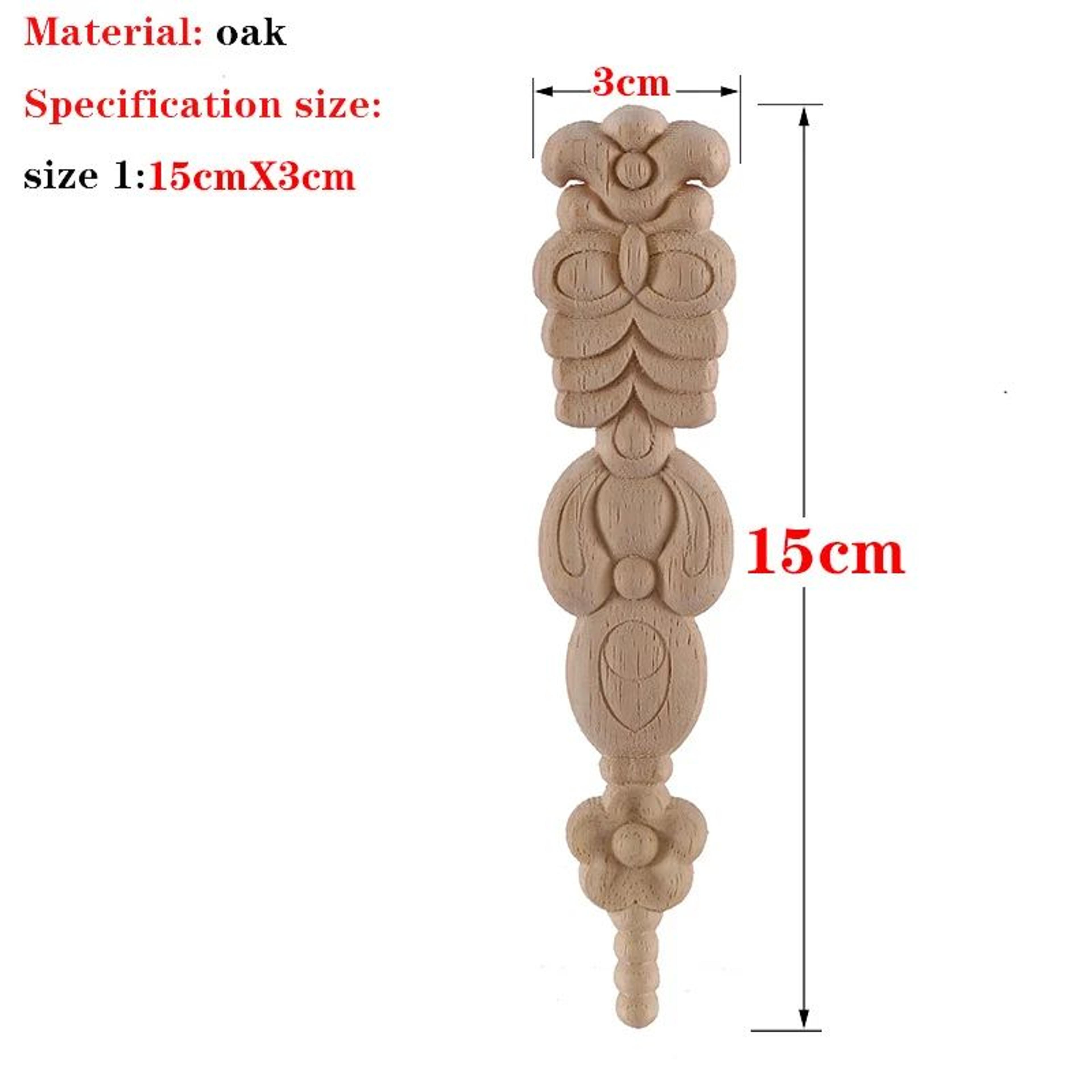 HandCarved European Oak Applique  Vintage Floral Wood Onlay Decor For Furniture  Doors 24