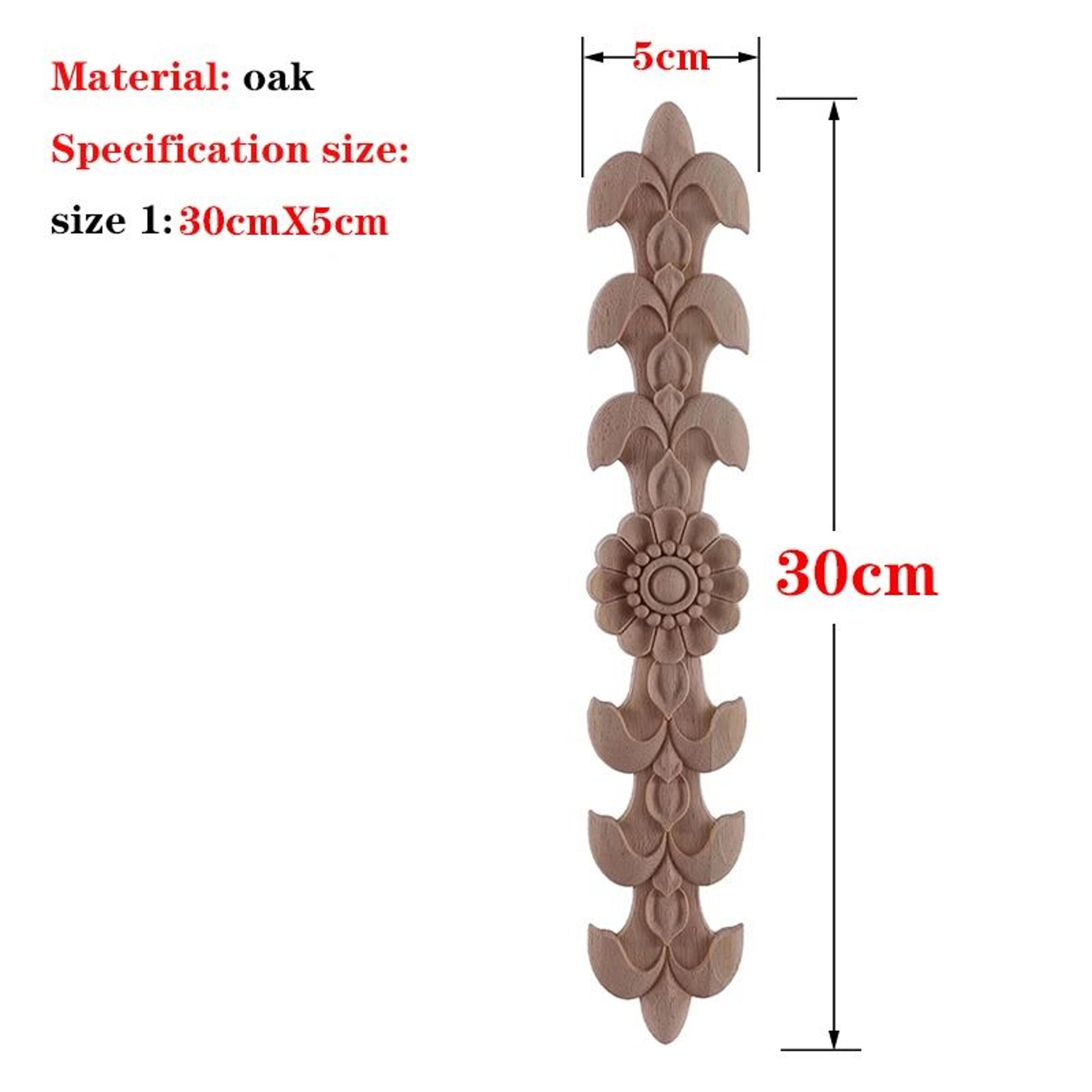 HandCarved European Oak Applique  Vintage Floral Wood Onlay Decor For Furniture  Doors 28