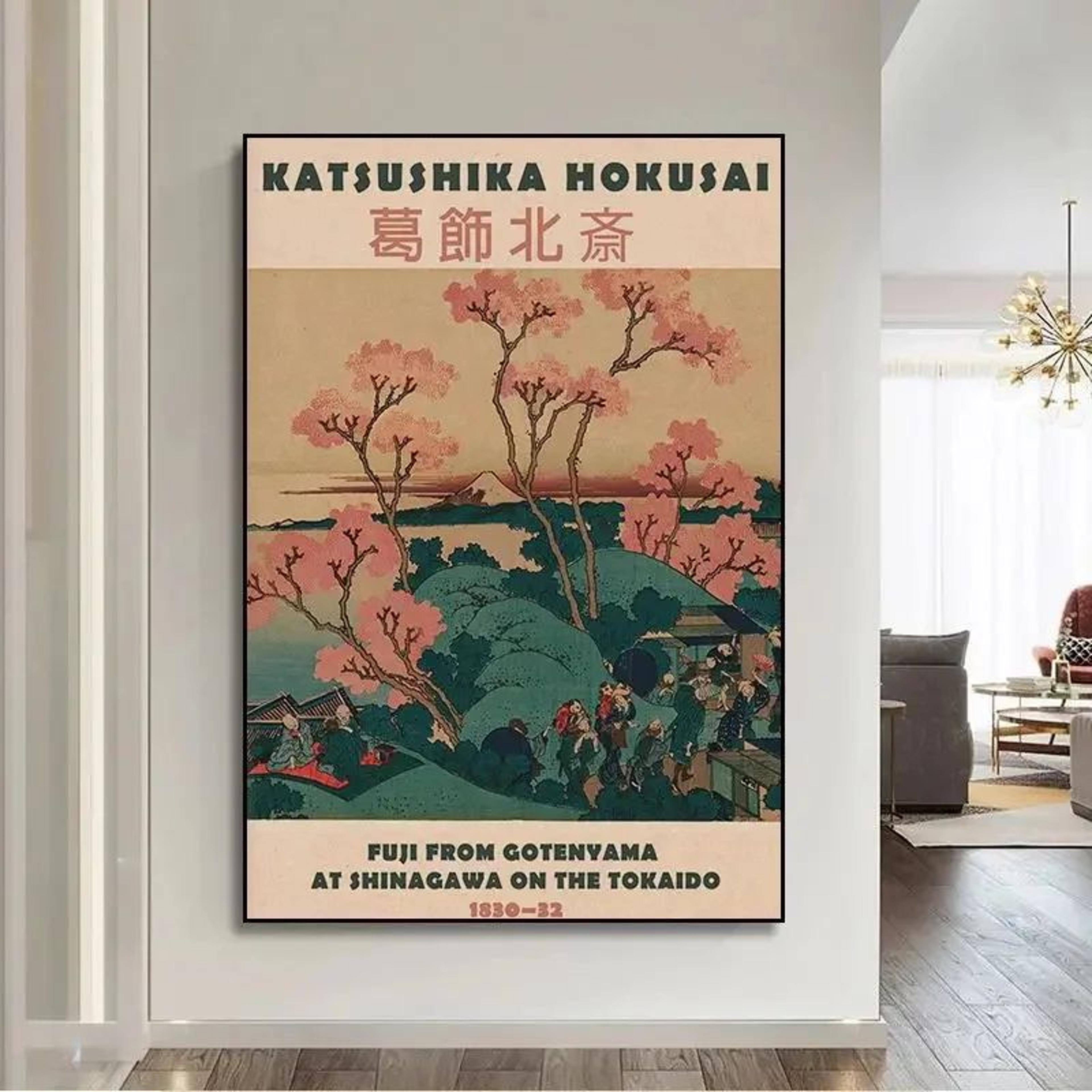 Vintage Japanese Goldfish Lotus Canvas Wall Art  Retro Hokusai  Ohara Koson Inspired Poster Print 10