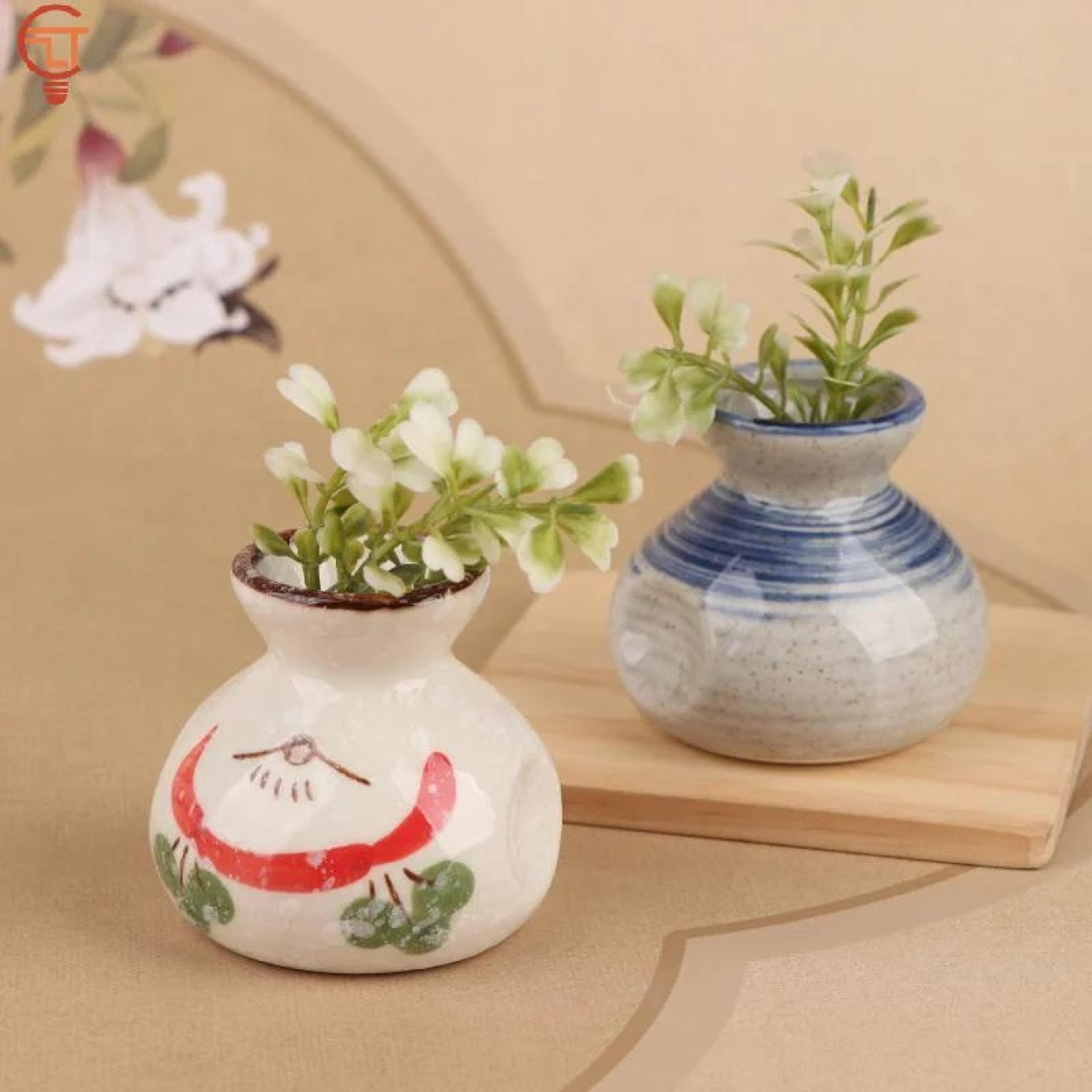 vintage chinese ceramic mini vase – retro toothpick holder & cotton swab storage jar decor