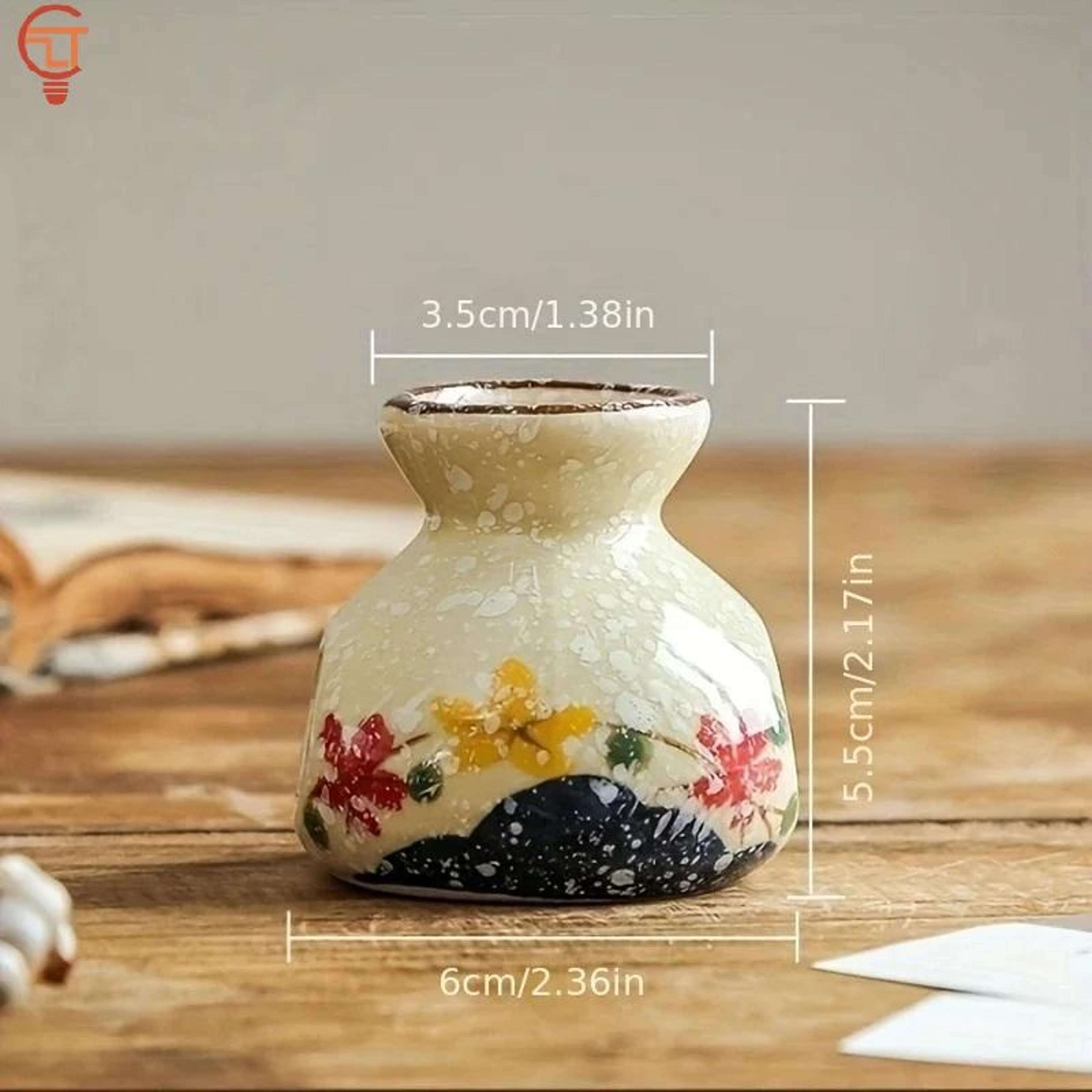 Vintage Chinese Ceramic Mini Vase  Retro Toothpick Holder  Cotton Swab Storage Jar Decor 4