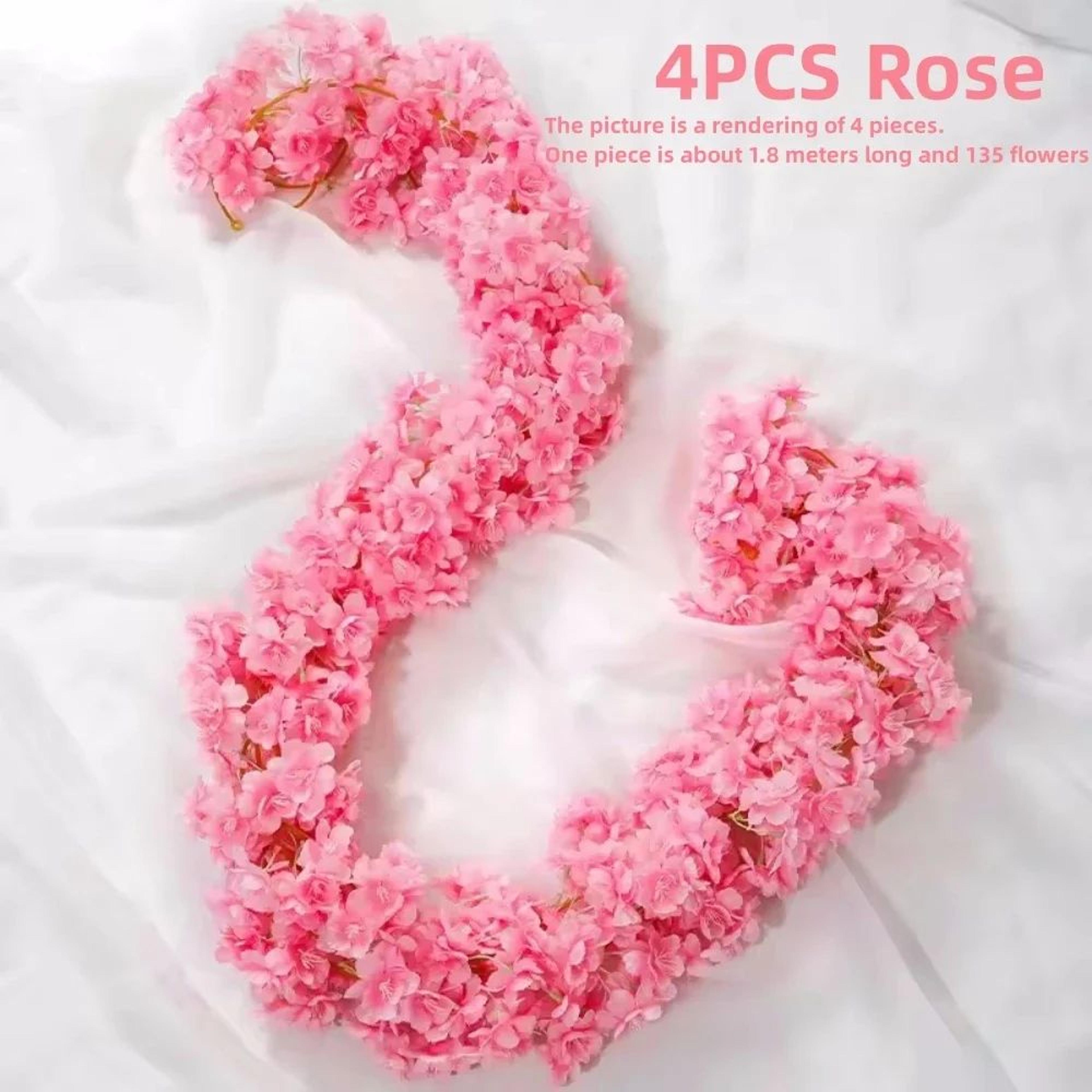 Artificial Sakura Cherry Blossom Garland Vine  Silk Hanging Flower Decor For Weddings  Home Styling