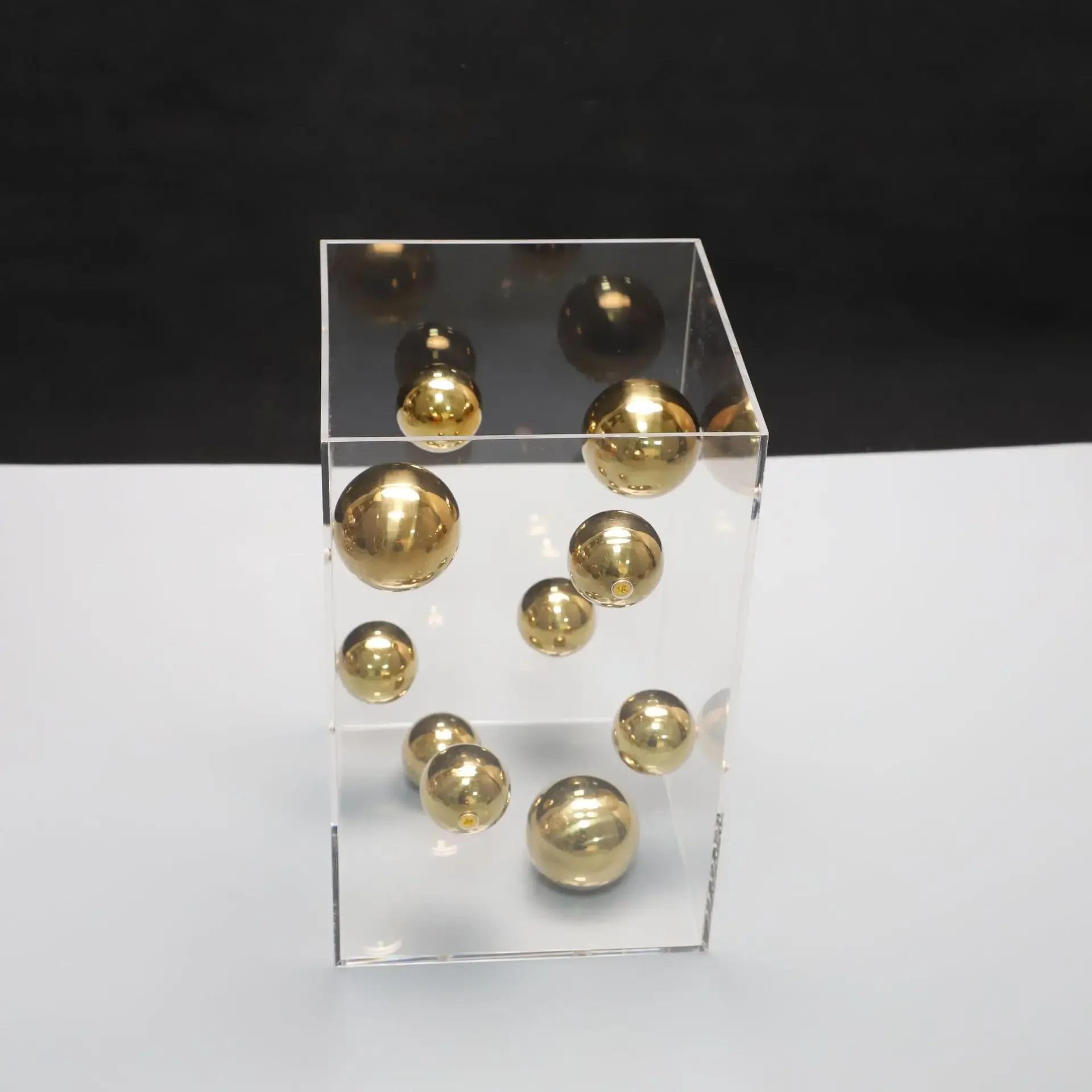 Modern Geometric Metal Ball Art Ornament With Transparent Acrylic Box Decor 9