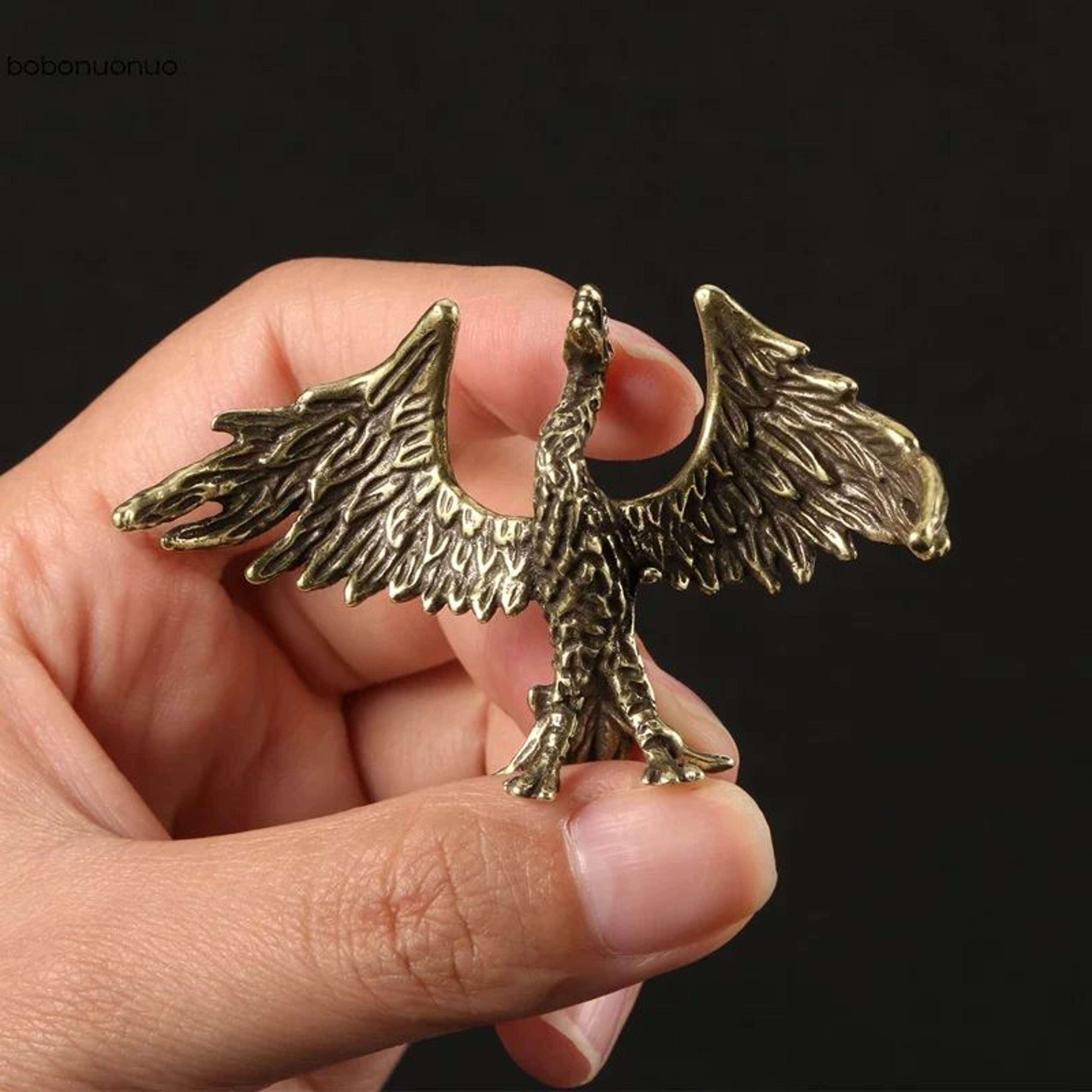 solid brass flame phoenix statue – retro chinese mythical beast feng shui desktop ornament