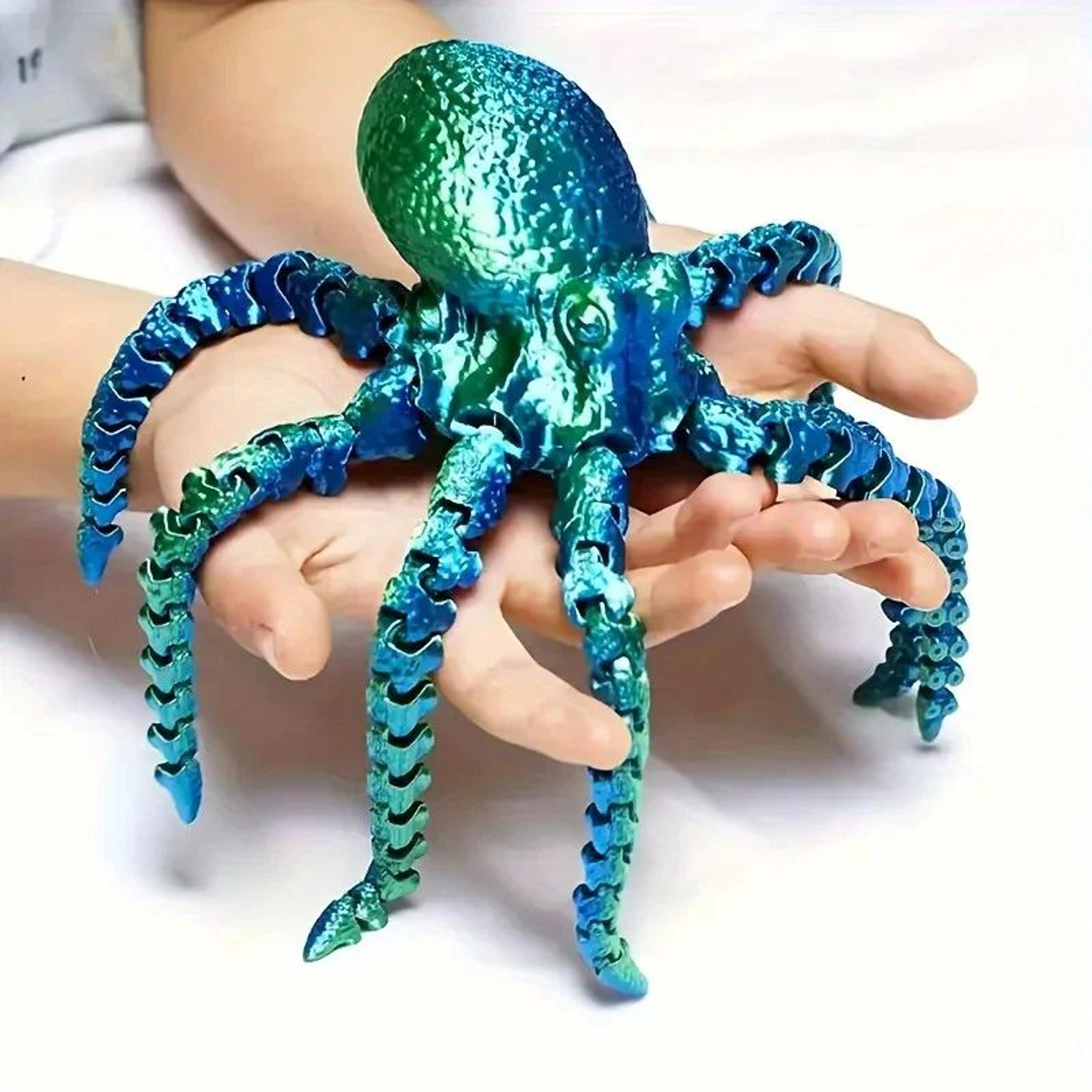 flexible 3d printed octopus figurine – movable ocean animal desk & aquarium decor toy