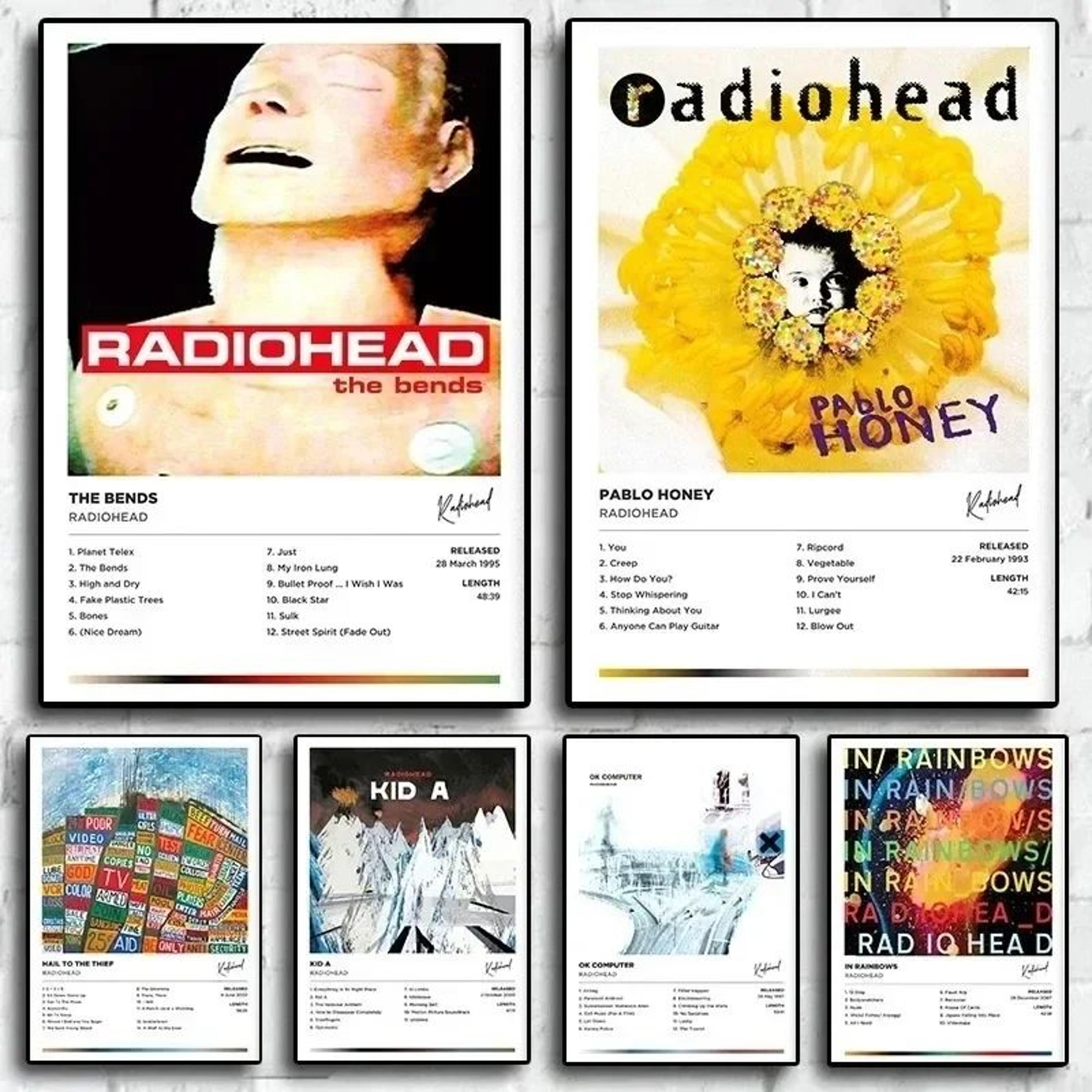 radiohead "the bends" canvas poster – retro rock album cover wall art