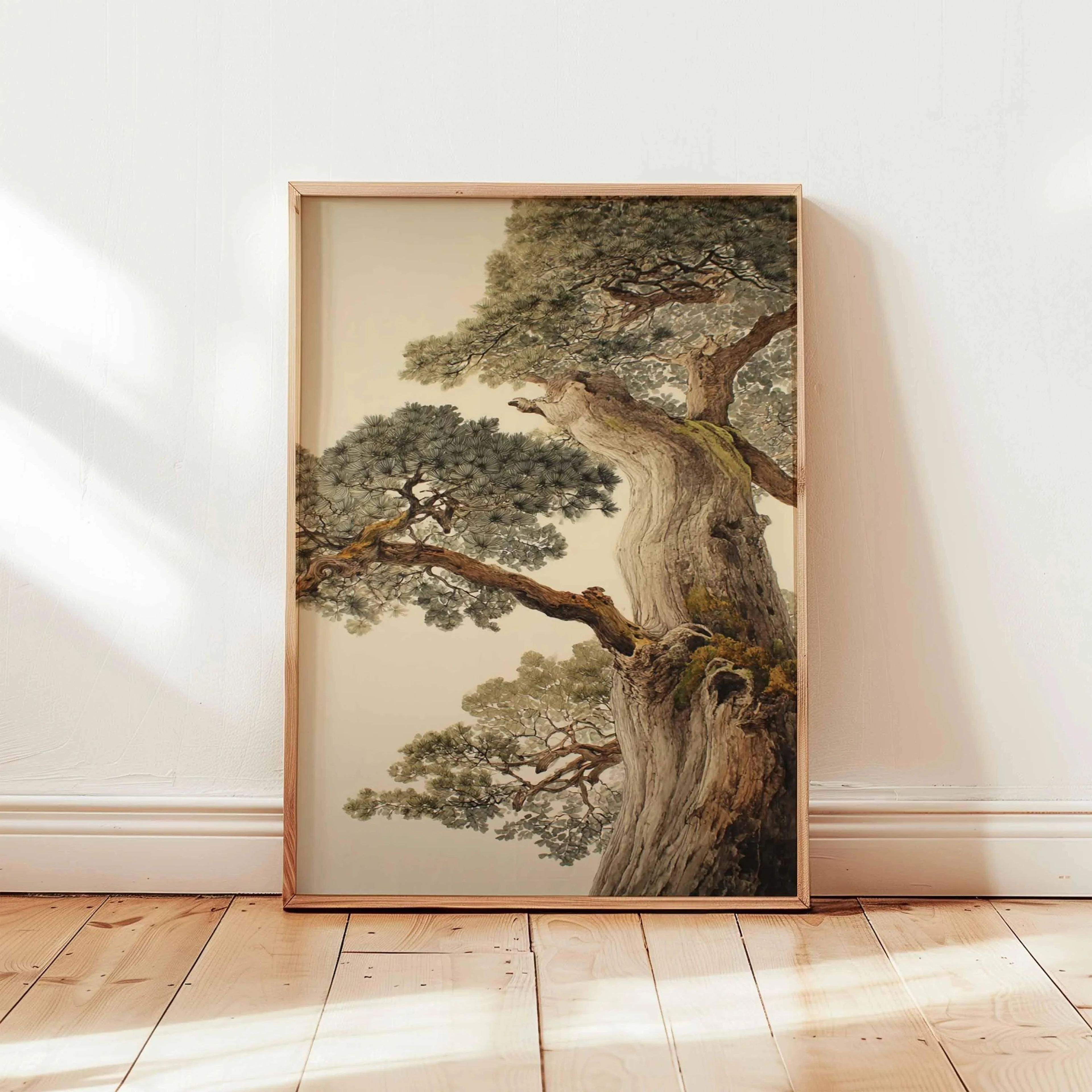 Ancient Pine Tree Canvas Wall Art  Japanese Zen Nature Poster For Calm Home Decor 7