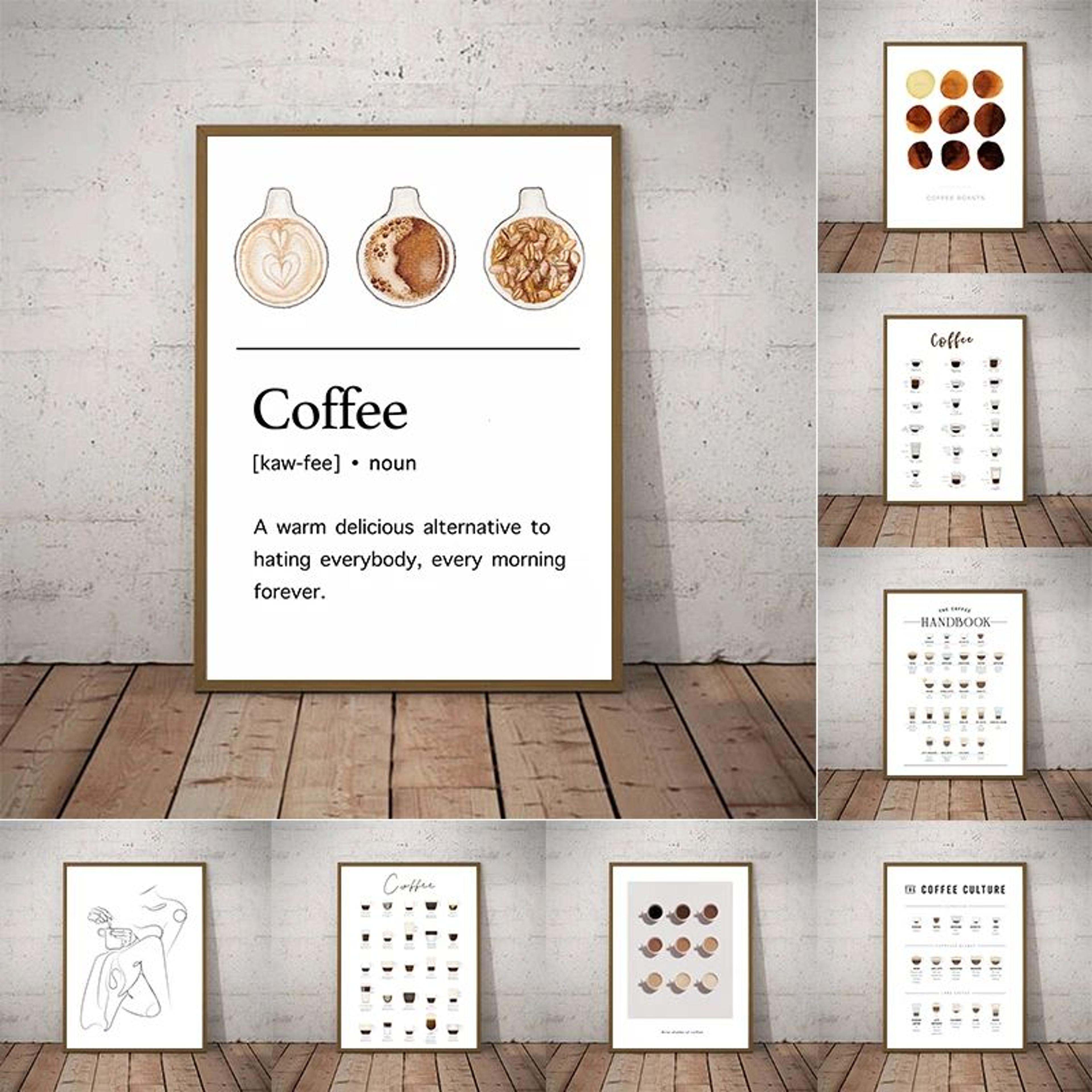 Coffee Guide Canvas Wall Art  Modern Cafe Menu Poster For Kitchen  Coffee Bar Decor 0