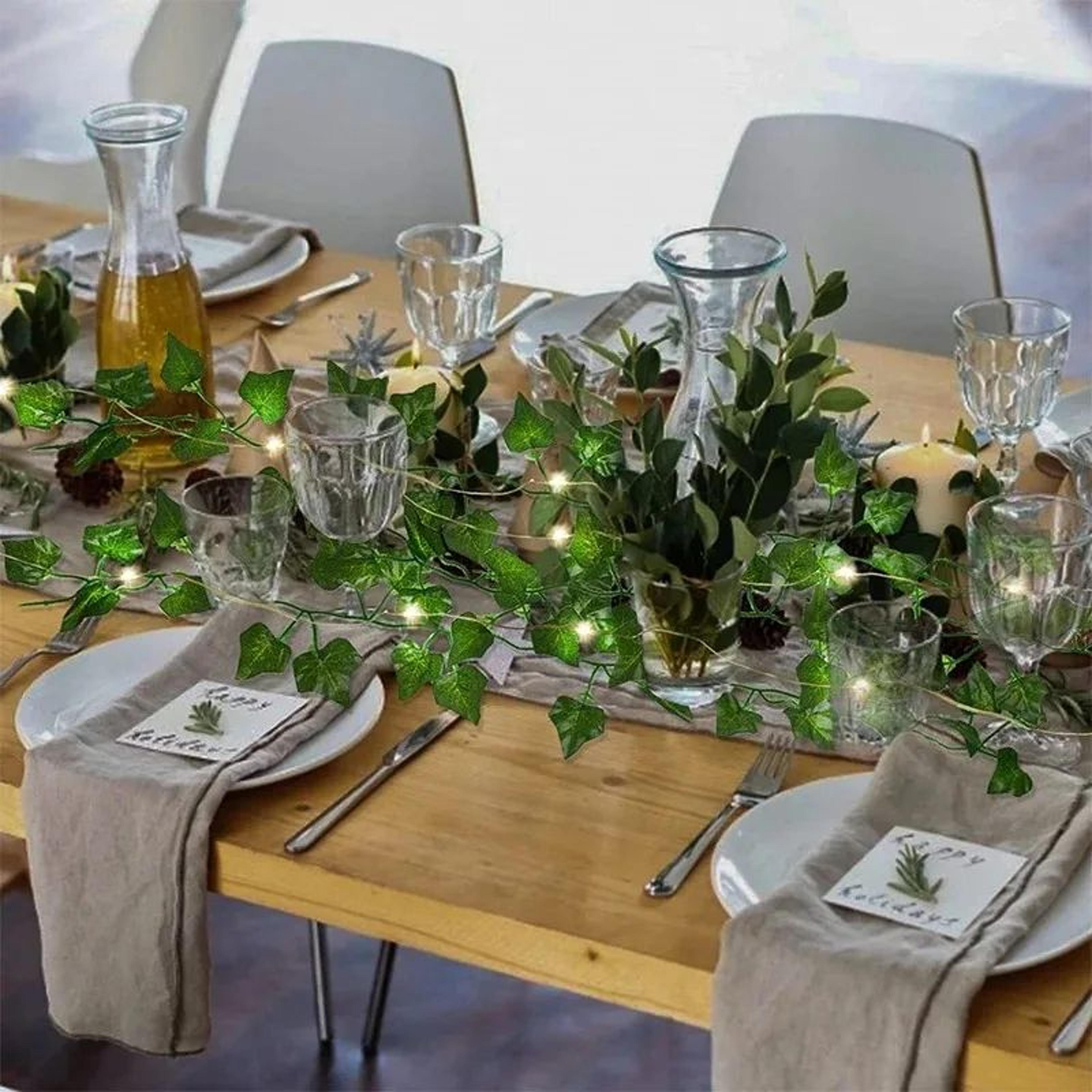 Artificial Green Ivy LED Garland  Hanging Leaf Light String For Room  Wedding Decor 2