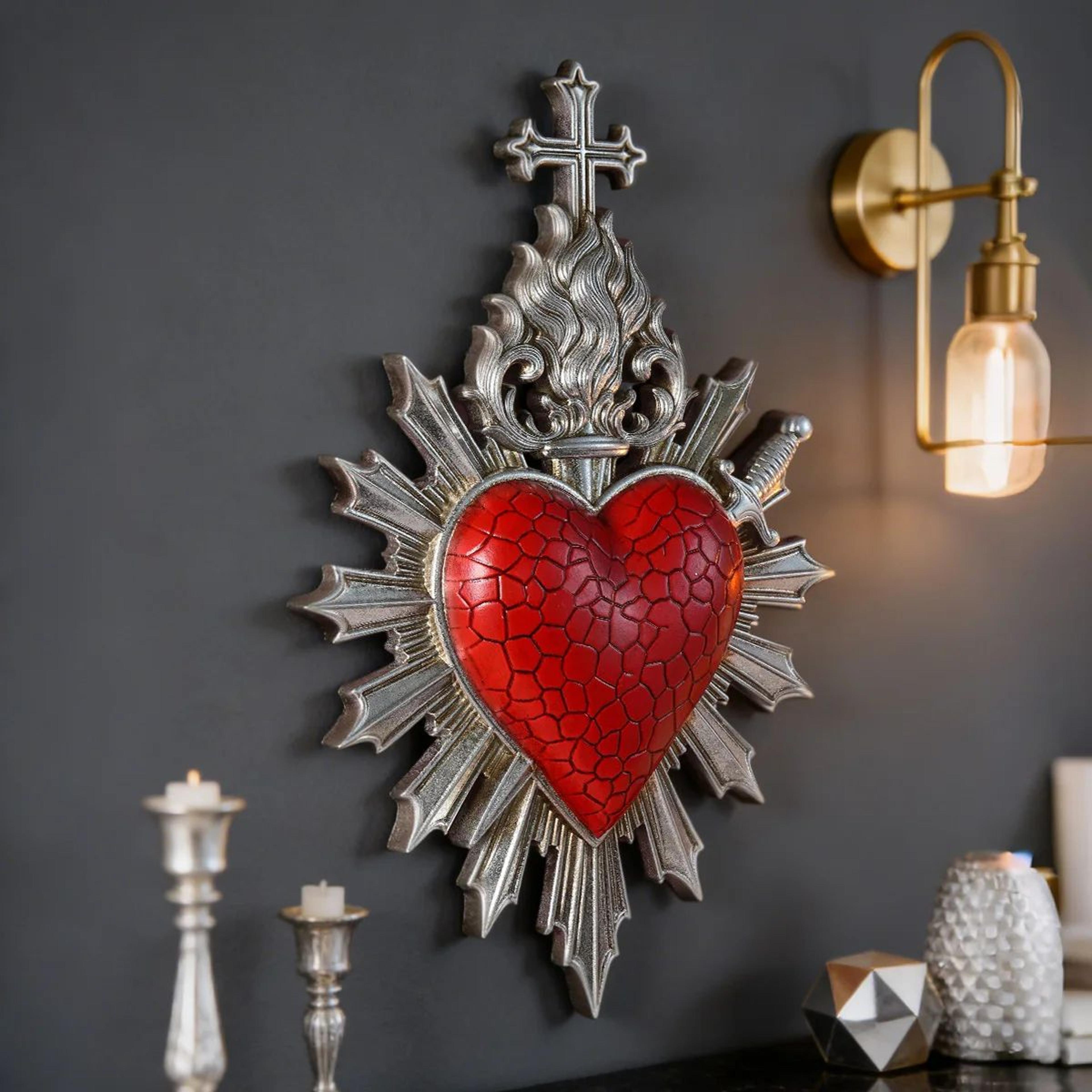 Heart Flame Arrow Resin Wall Pendant  Modern Romantic Decorative Hanging Ornament 2