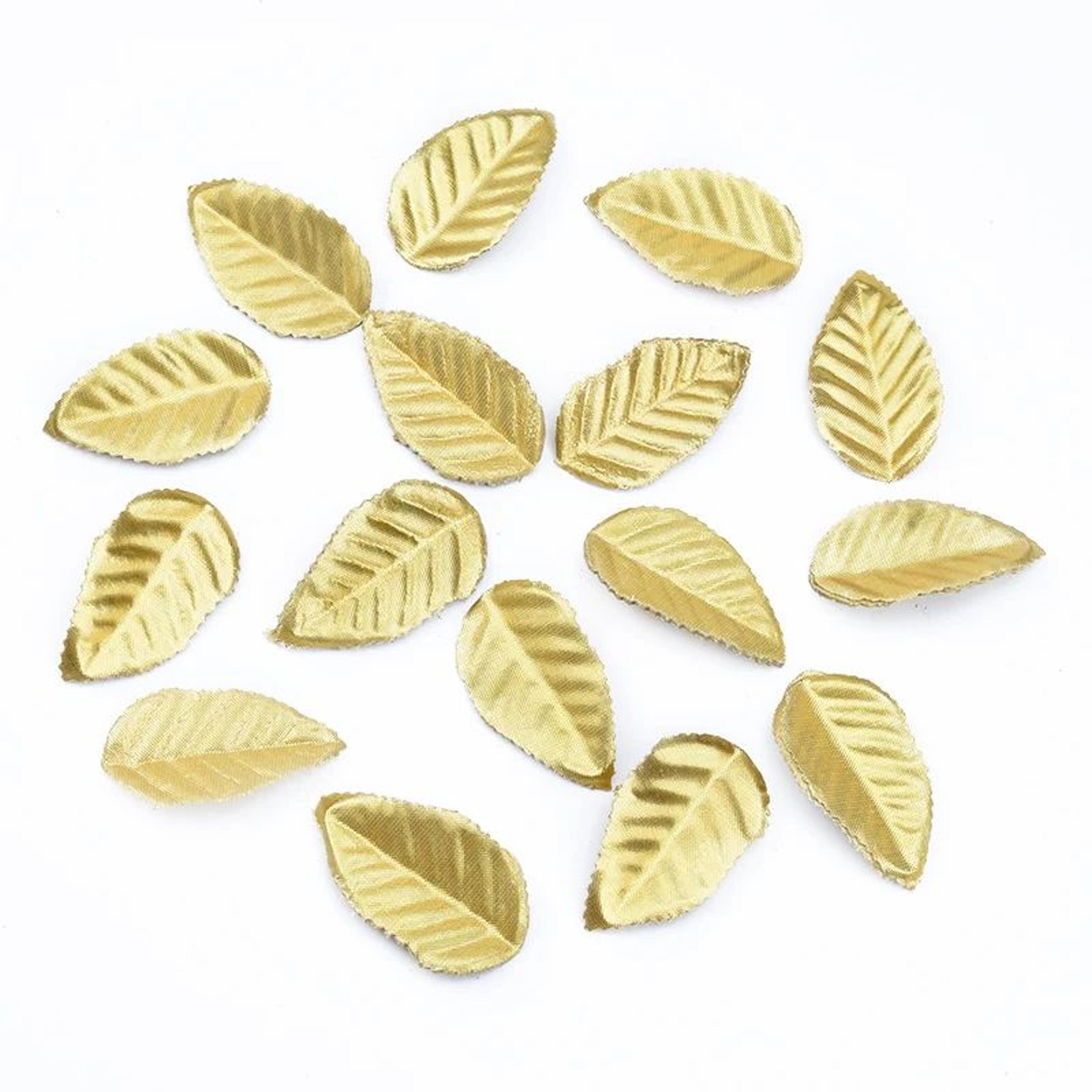 100pcs Golden Silk Leaf Decorations  Artificial Christmas  Wedding Craft Leaves 5