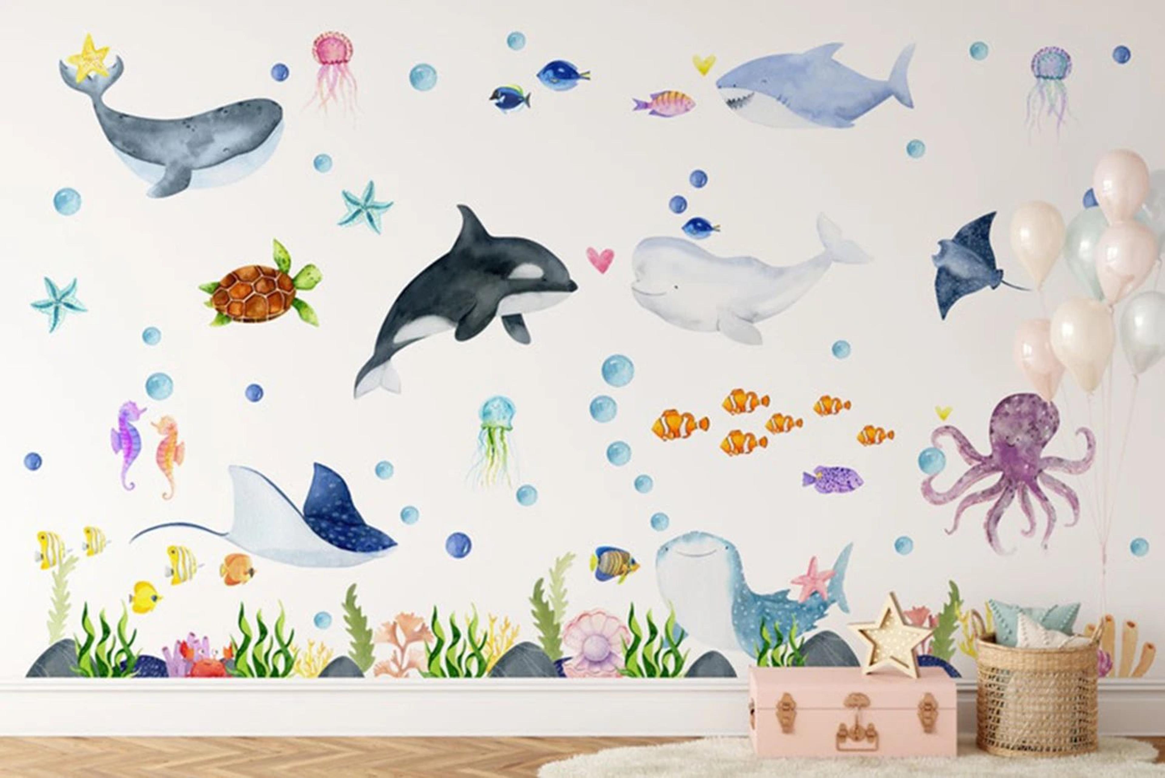 Ocean Animals Wall Stickers  Undersea Nursery Wall Decals For Kids Room Decor 2
