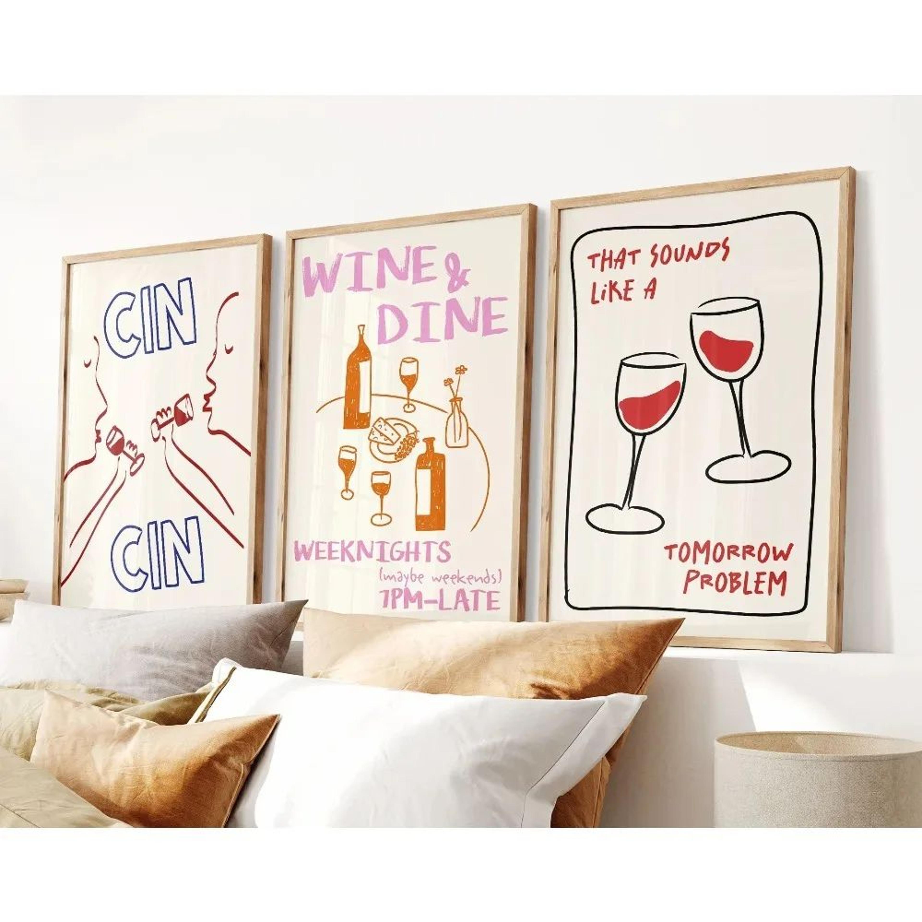 Cin Cin Cheers Cocktail Wall Art Set  Italian Pasta  Happy Hour Canvas Prints 8