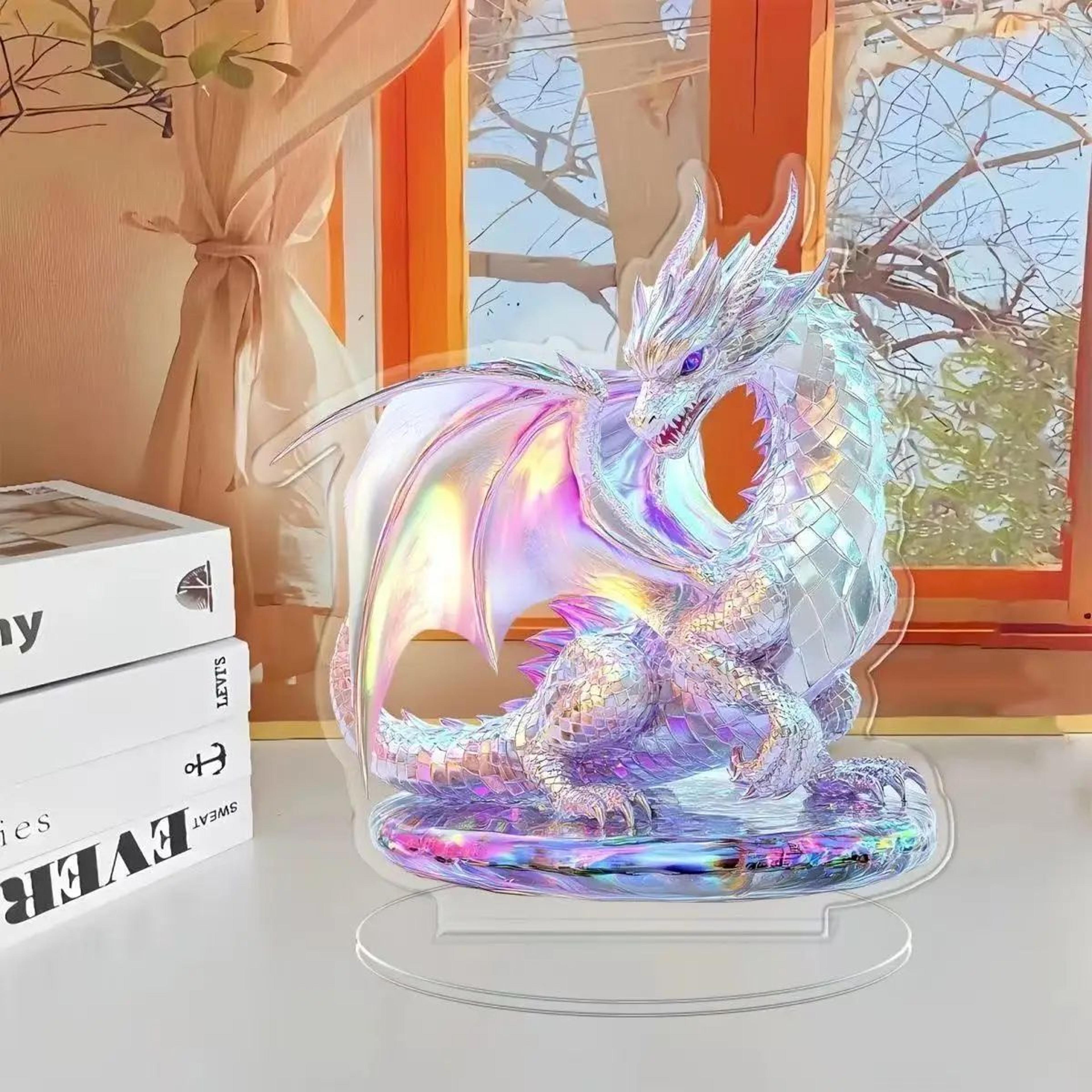 Acrylic Crystal Dragon Figurine  2D Fantasy Desktop Ornament For Home  Office Decor 11