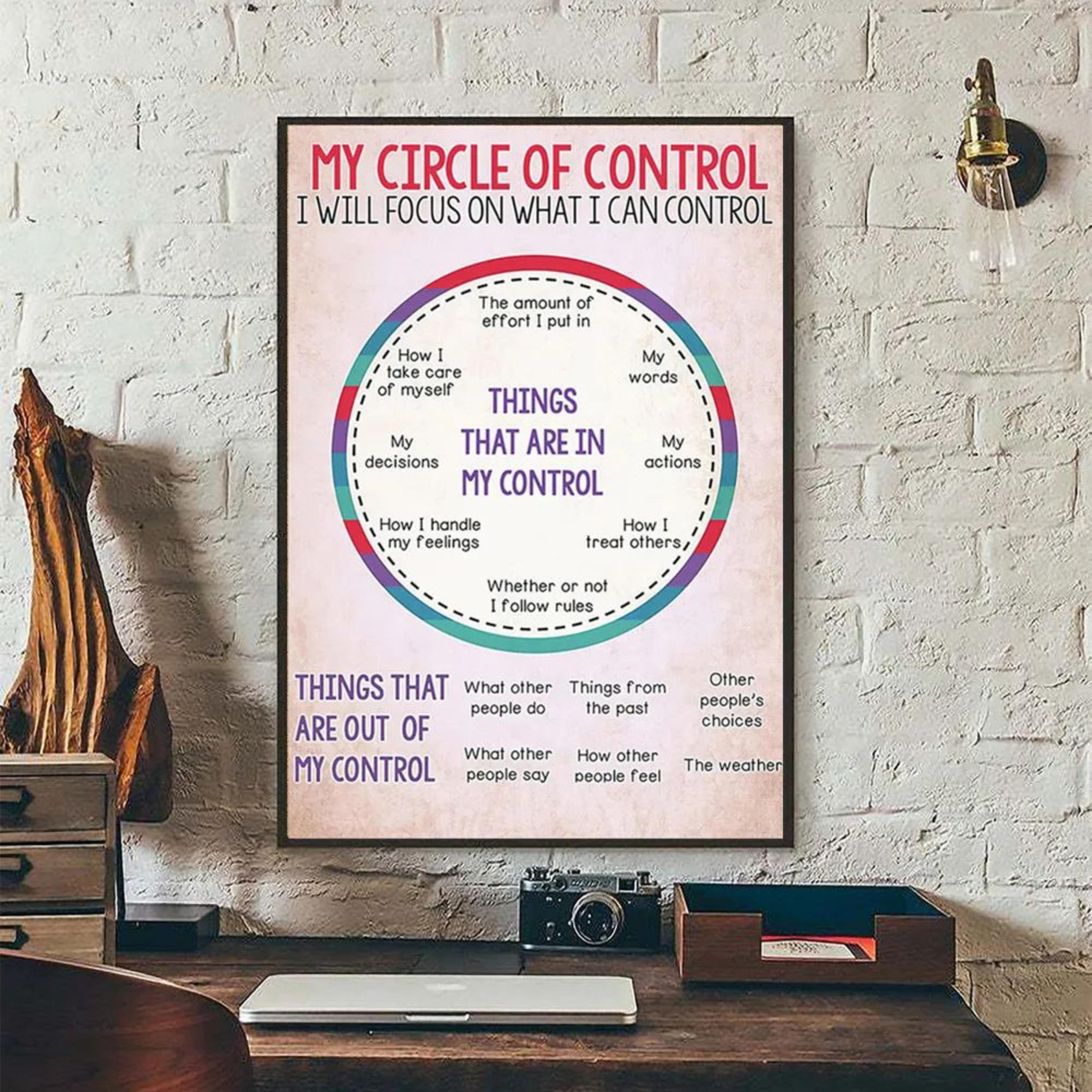 social worker control circle canvas poster – mental health professional wall art print