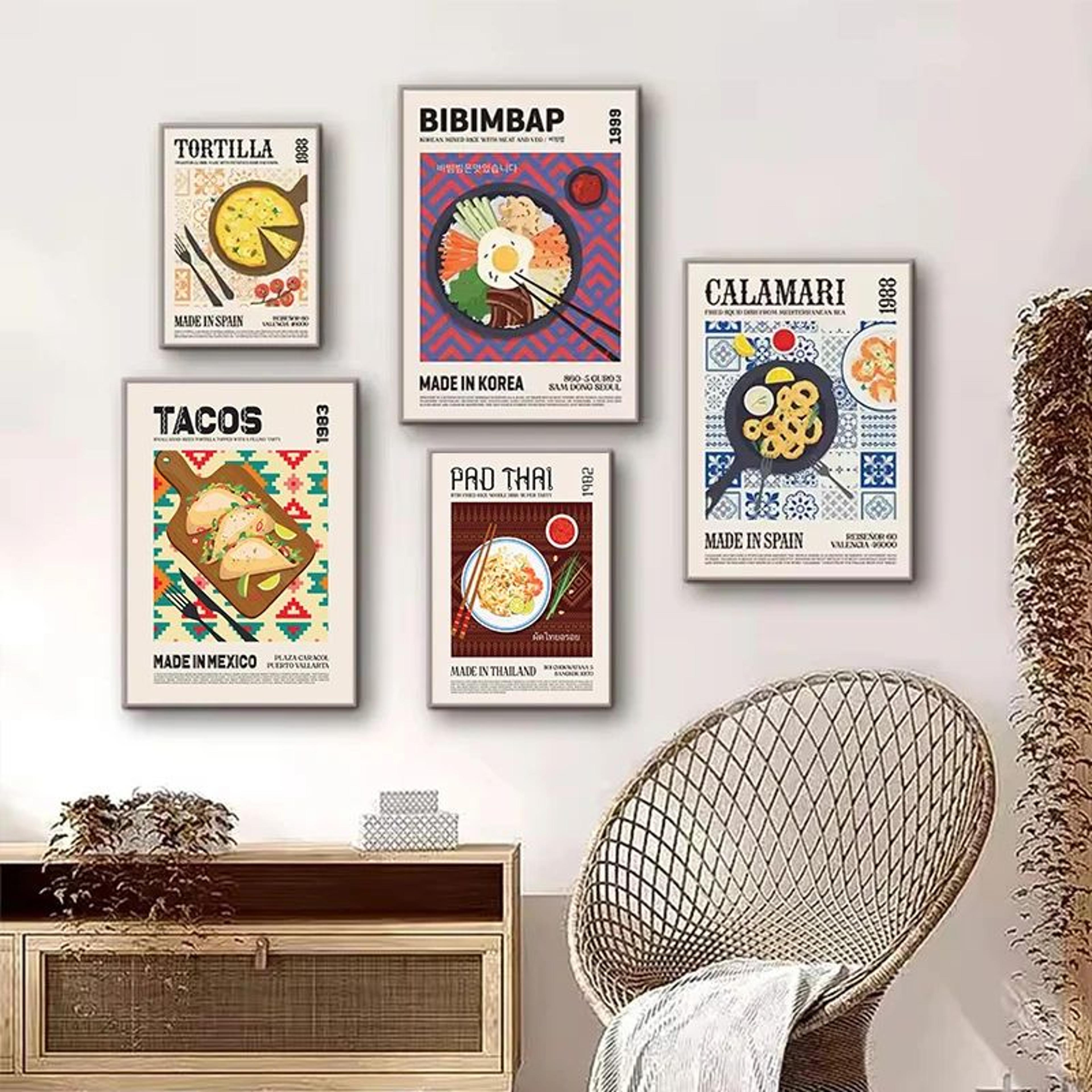 Delicious Food Canvas Wall Art  World Cuisine Poster Print For Kitchen Coffee Bar  Dining Room Deco 3