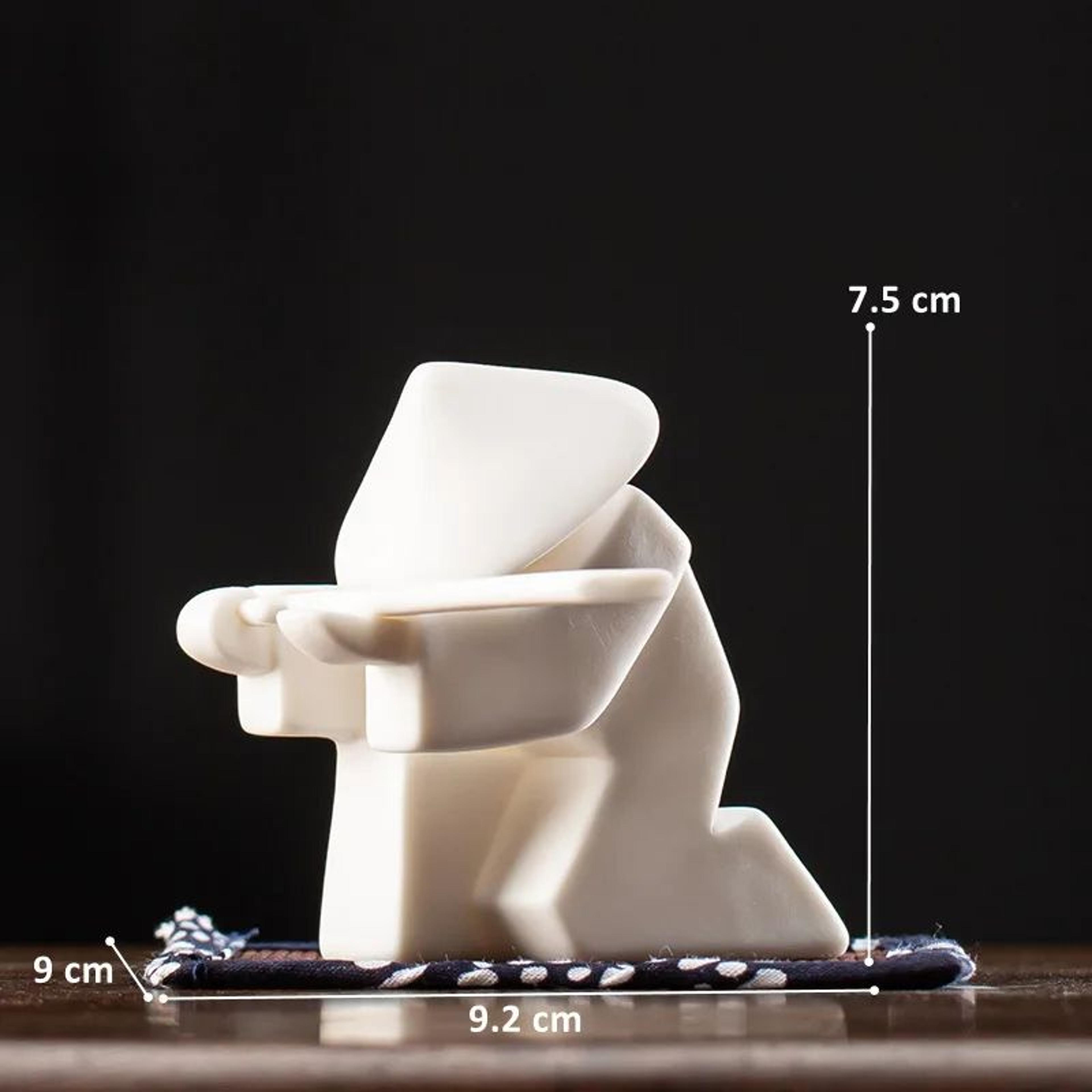 White Ceramic Samurai Figurine  Oriental Blanc De Chine Geometric Warrior Sculpture For Home  Offic 12