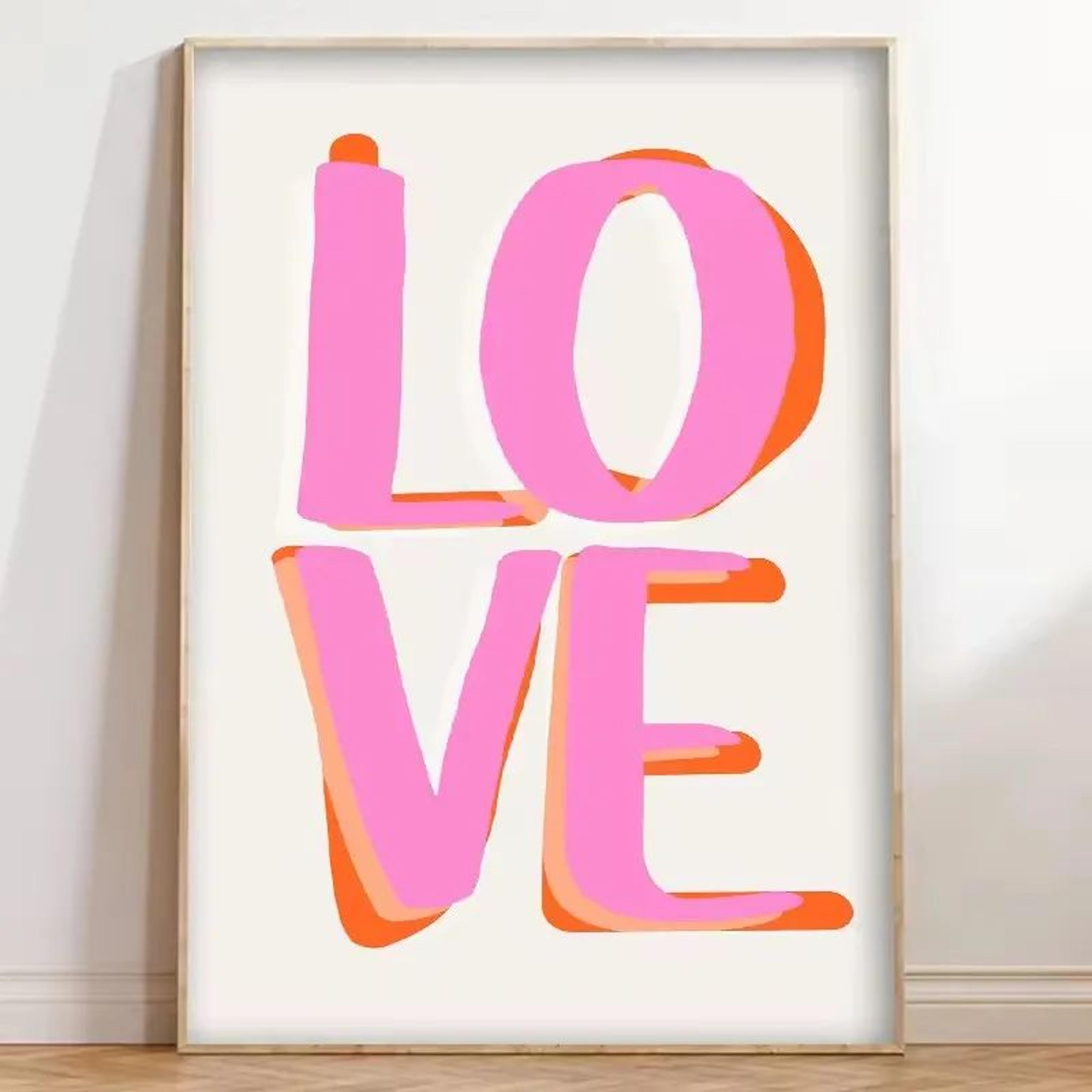 More Amor Por Favor Canvas Wall Art  Colorful Pink Love Quote Poster For Girls Room  Modern Home De 2