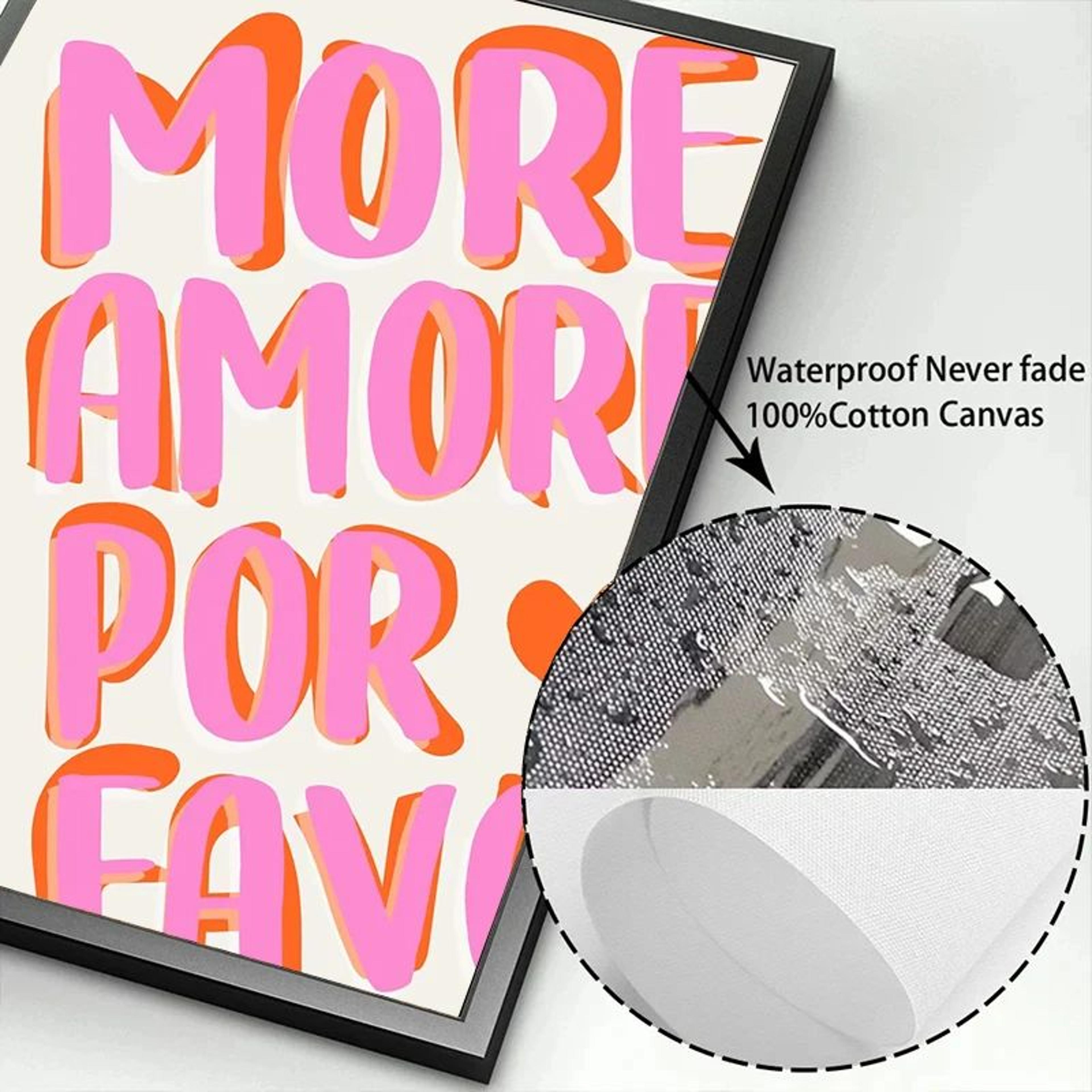 More Amor Por Favor Canvas Wall Art  Colorful Pink Love Quote Poster For Girls Room  Modern Home De 3