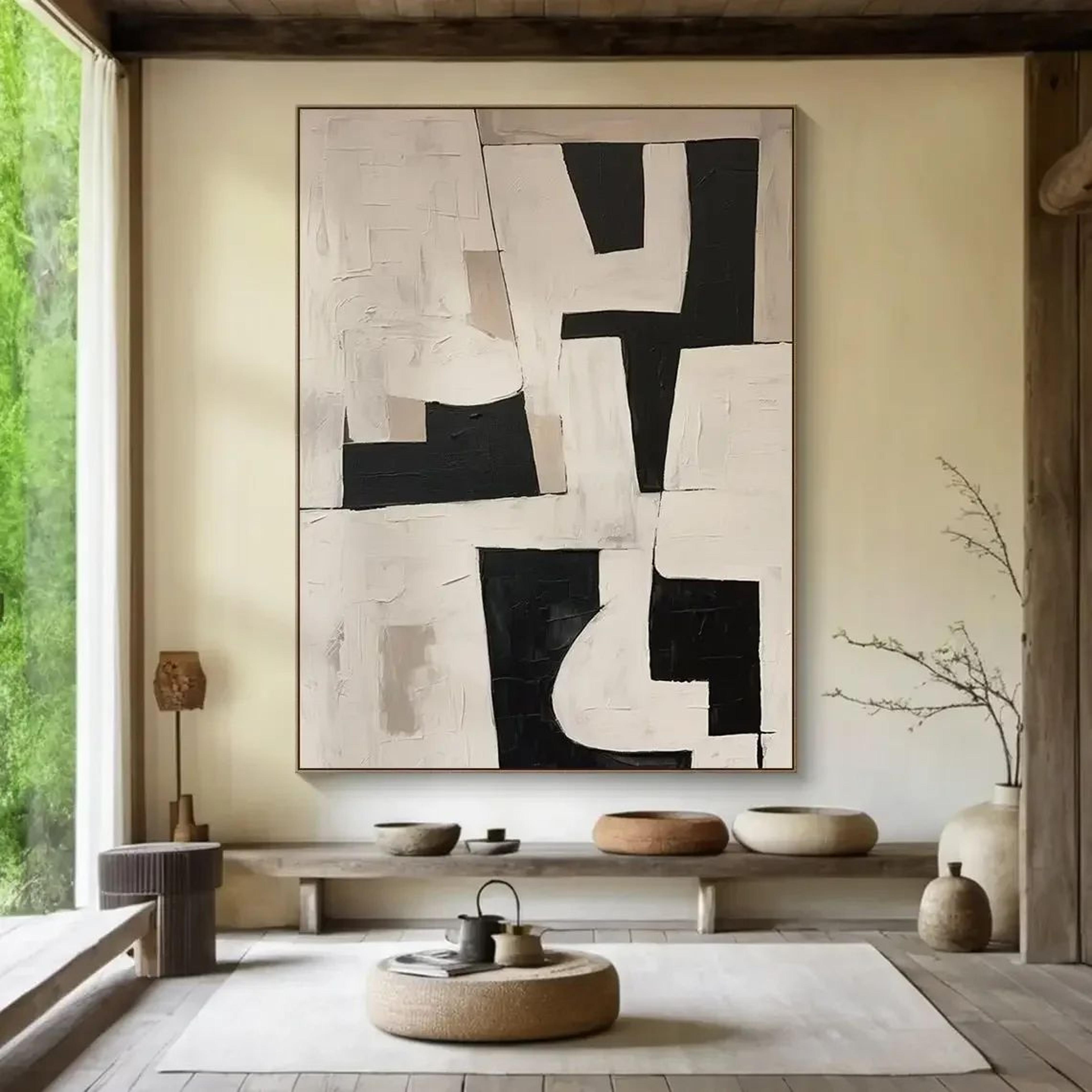 Beige Abstract Handmade Canvas Wall Art  Minimalist Neutral Painting For Modern Living Room Decor 7