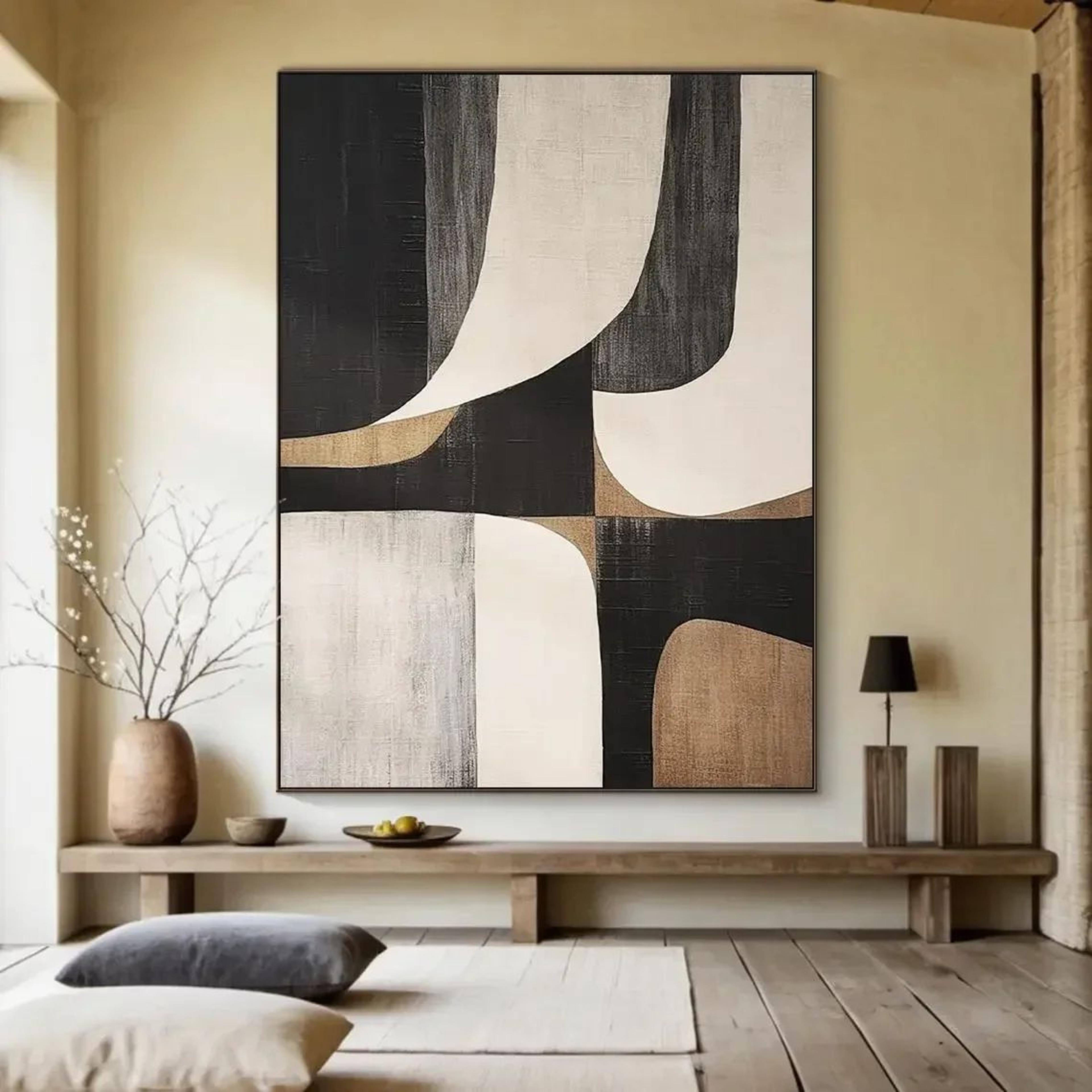Beige Abstract Handmade Canvas Wall Art  Minimalist Neutral Painting For Modern Living Room Decor 13