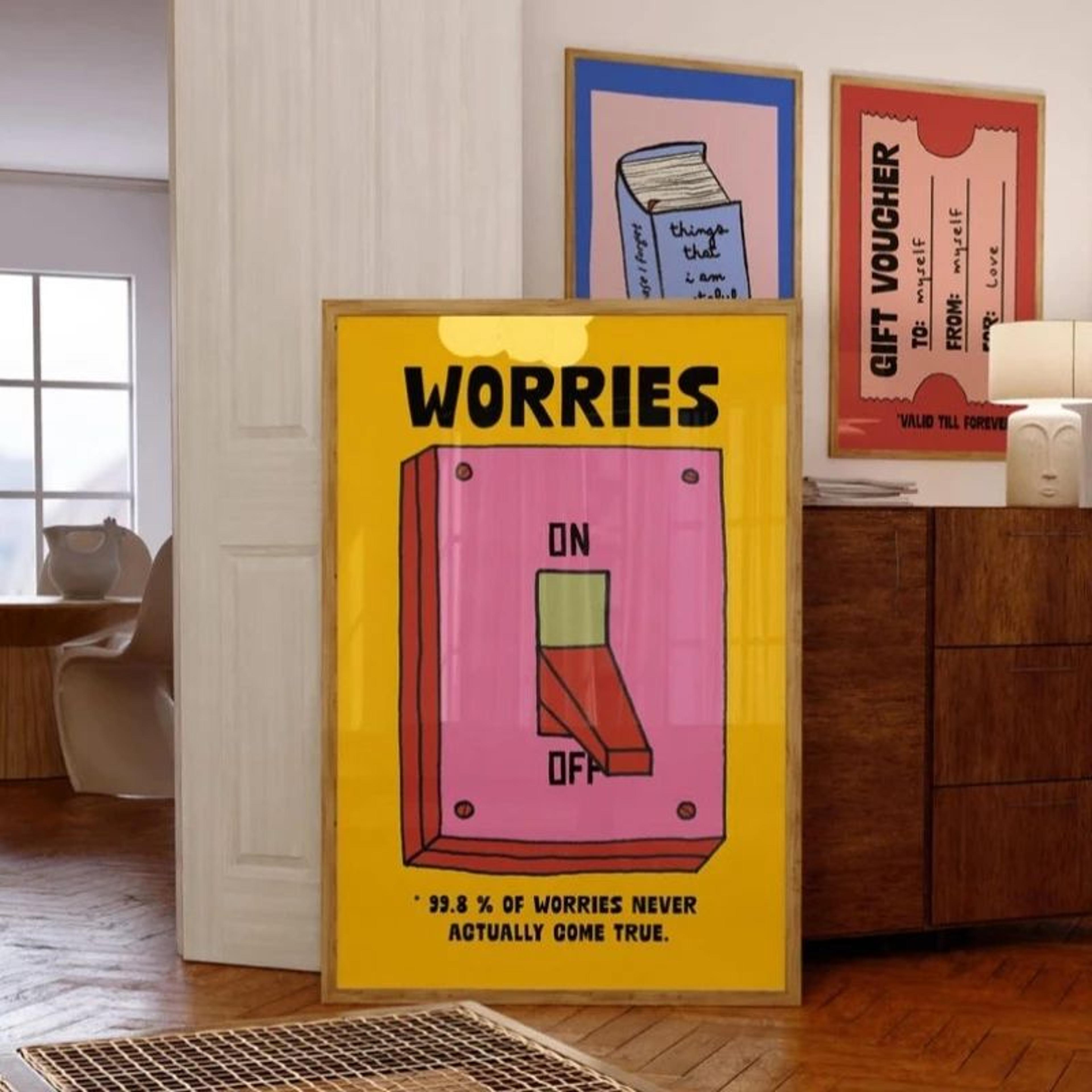 Cartoon Mental Health Inspirational Canvas Poster  Colorful Retro Quote Wall Art For Home  Office D 3