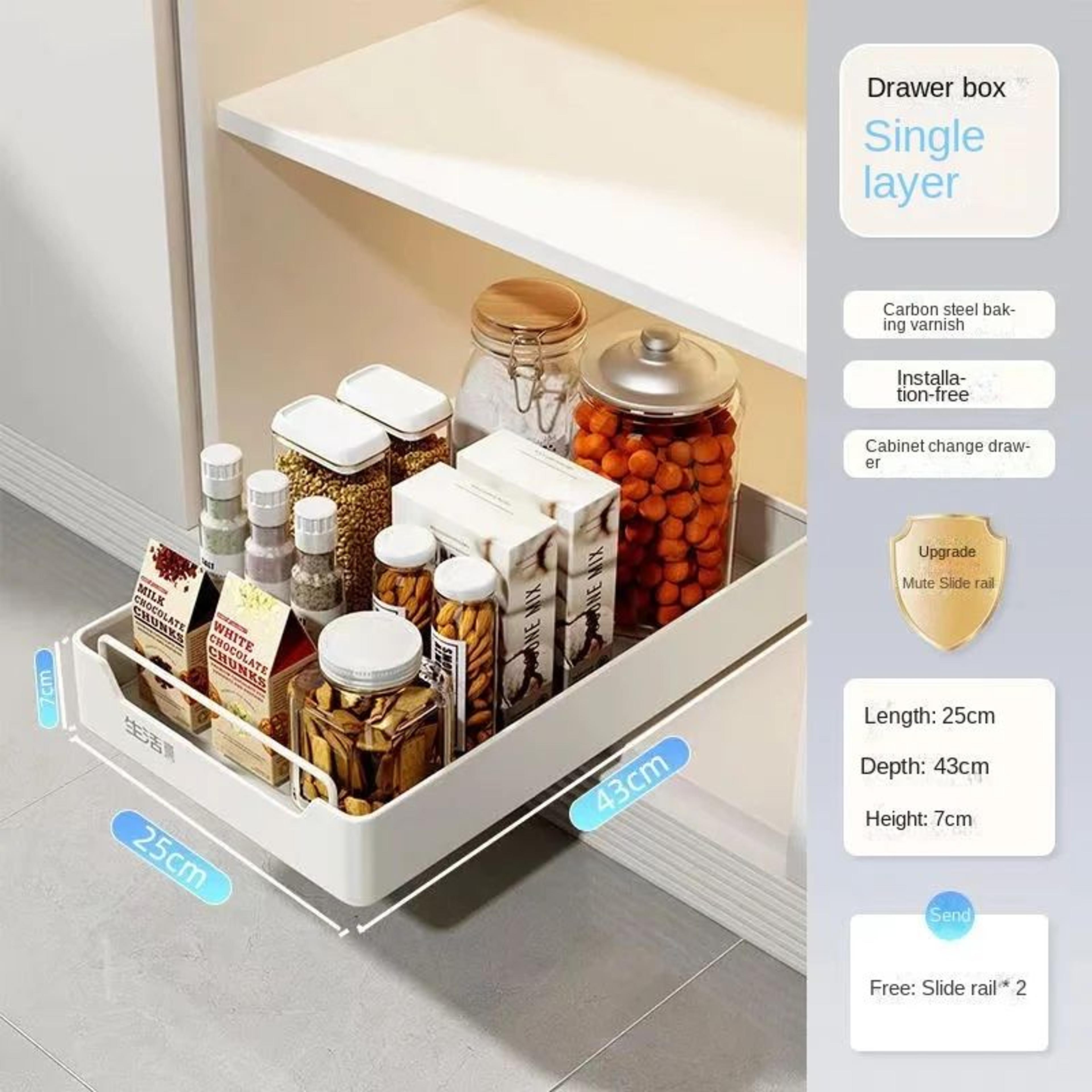 PullOut Kitchen Cabinet Organizer Sliding Storage Drawer Rack With Rails 12