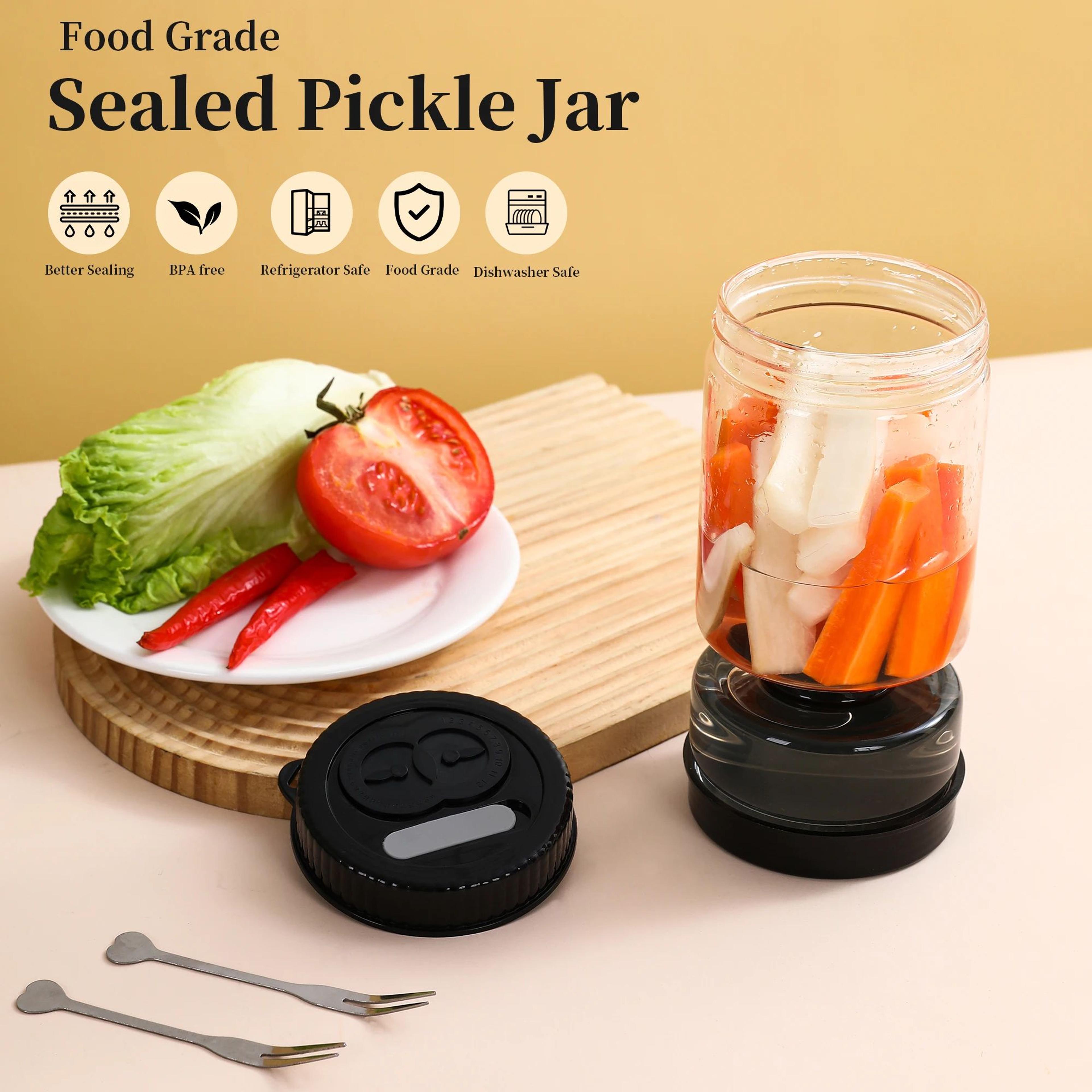 Glass Pickle Jar With Strainer Airtight Olive Storage Container Hourglass Design 1