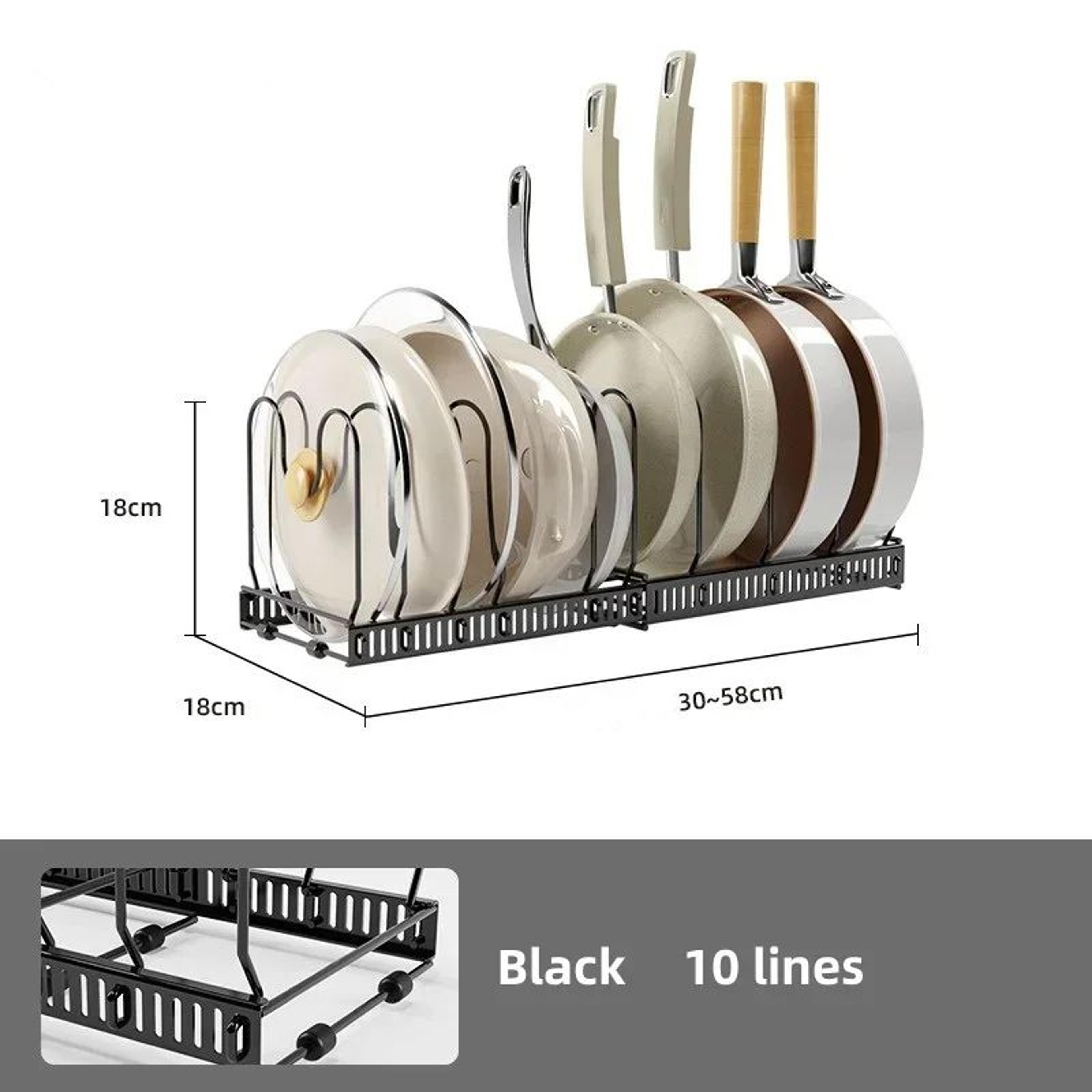 Adjustable Carbon Steel Pot  Dish Storage Rack  MultiLayer Retractable Cookware Organizer 7