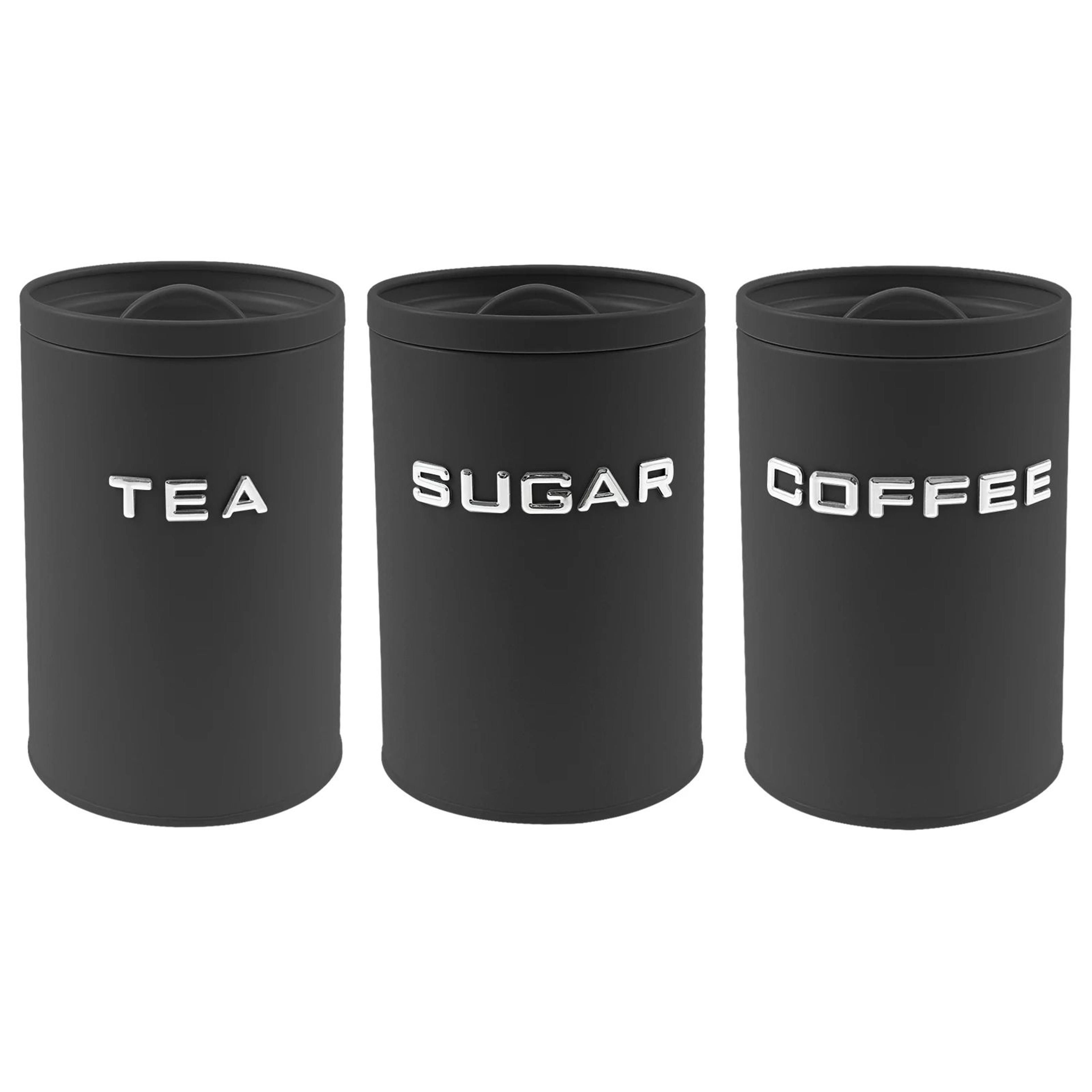 3 Pcs Airtight Coffee Tea Sugar Canisters  Vintage Galvanized Iron Kitchen Storage Jars With Lids 6