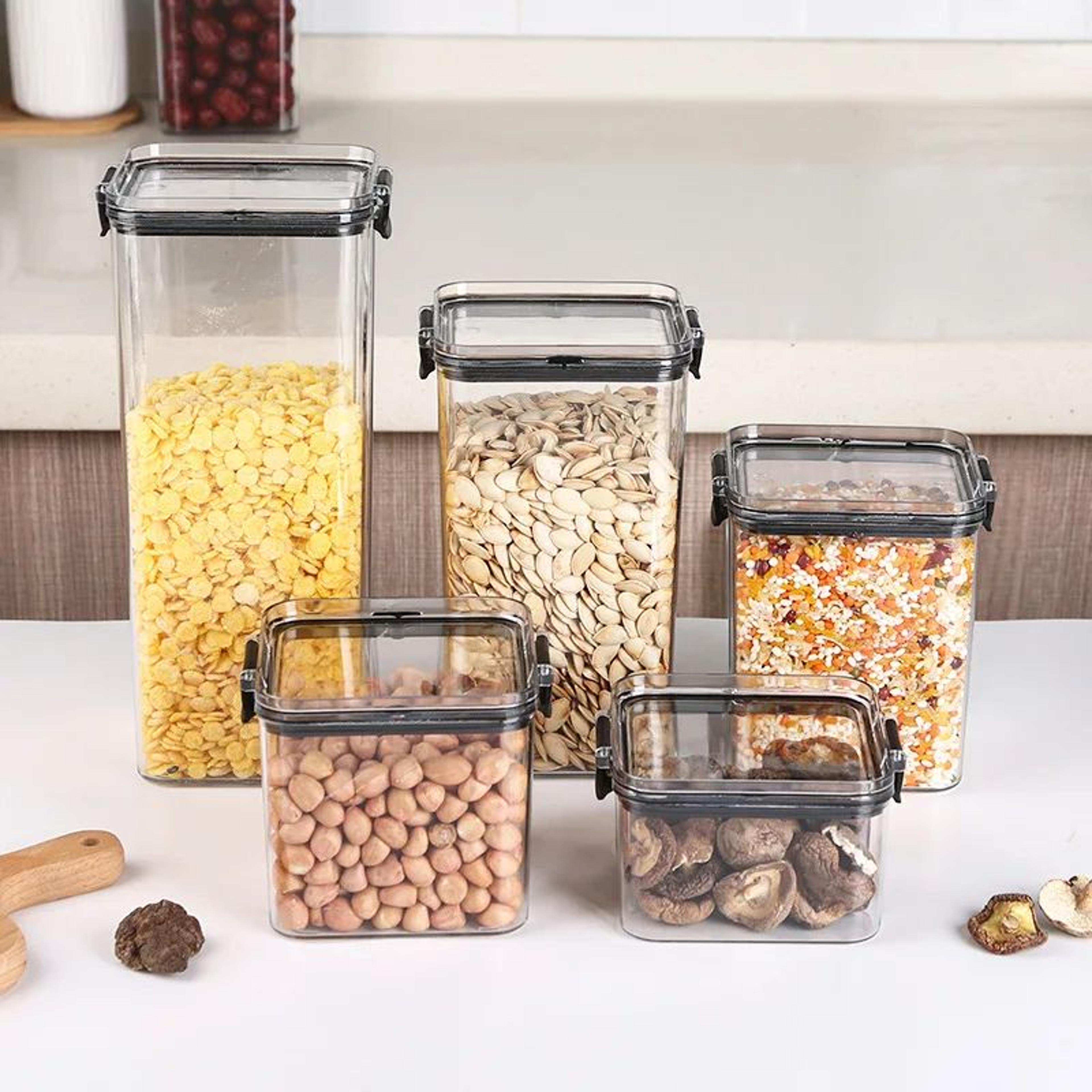 5 Pcs Airtight Food Storage Jar Set  Transparent Stackable Kitchen Organizer Containers 4